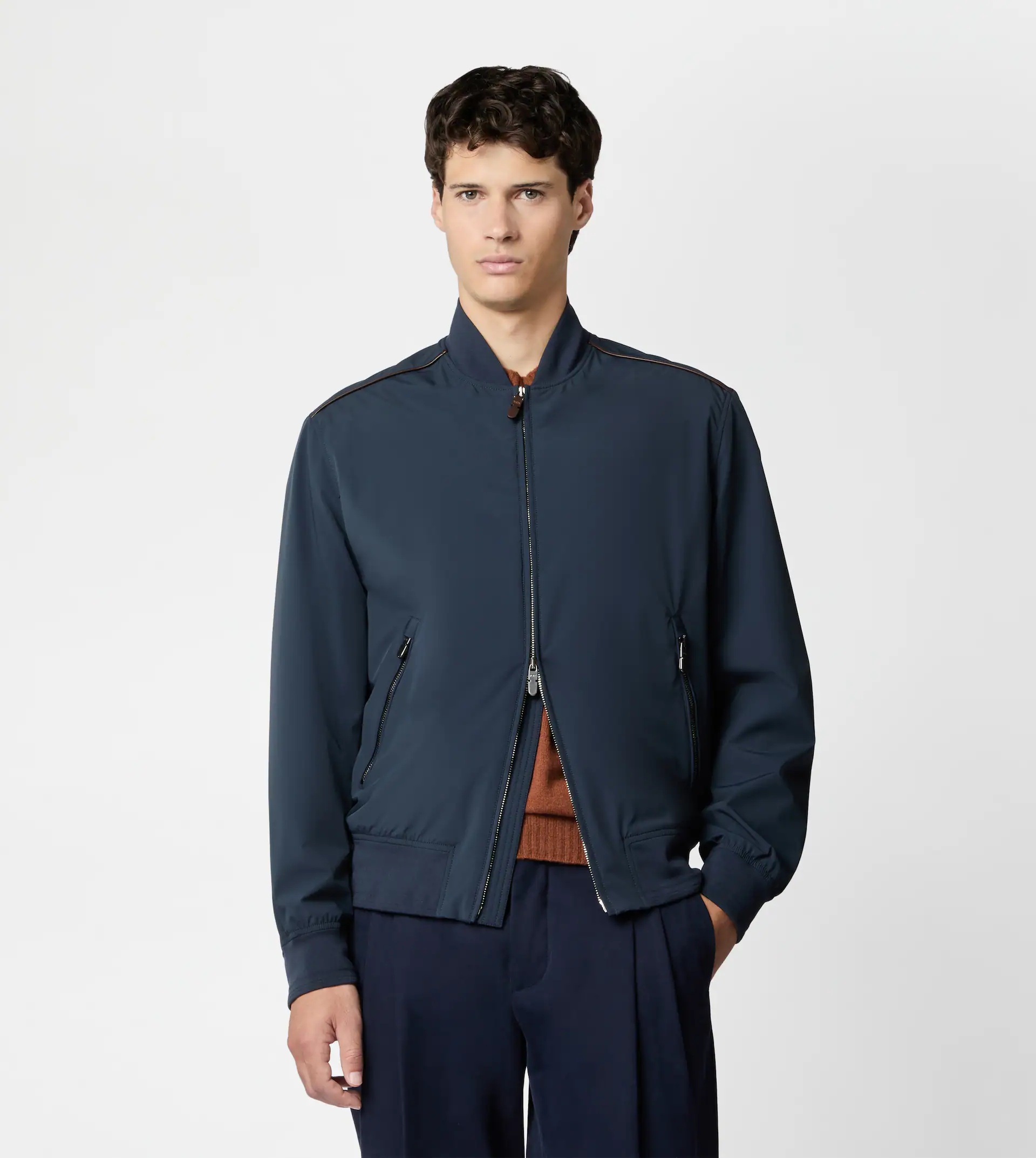 BOMBER JACKET IN TECHNICAL FABRIC - BLUE - 2