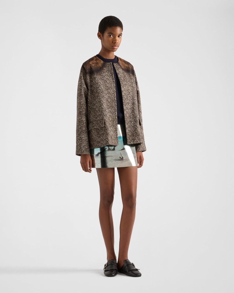 Prada Single-breasted printed drill caban jacket outlook