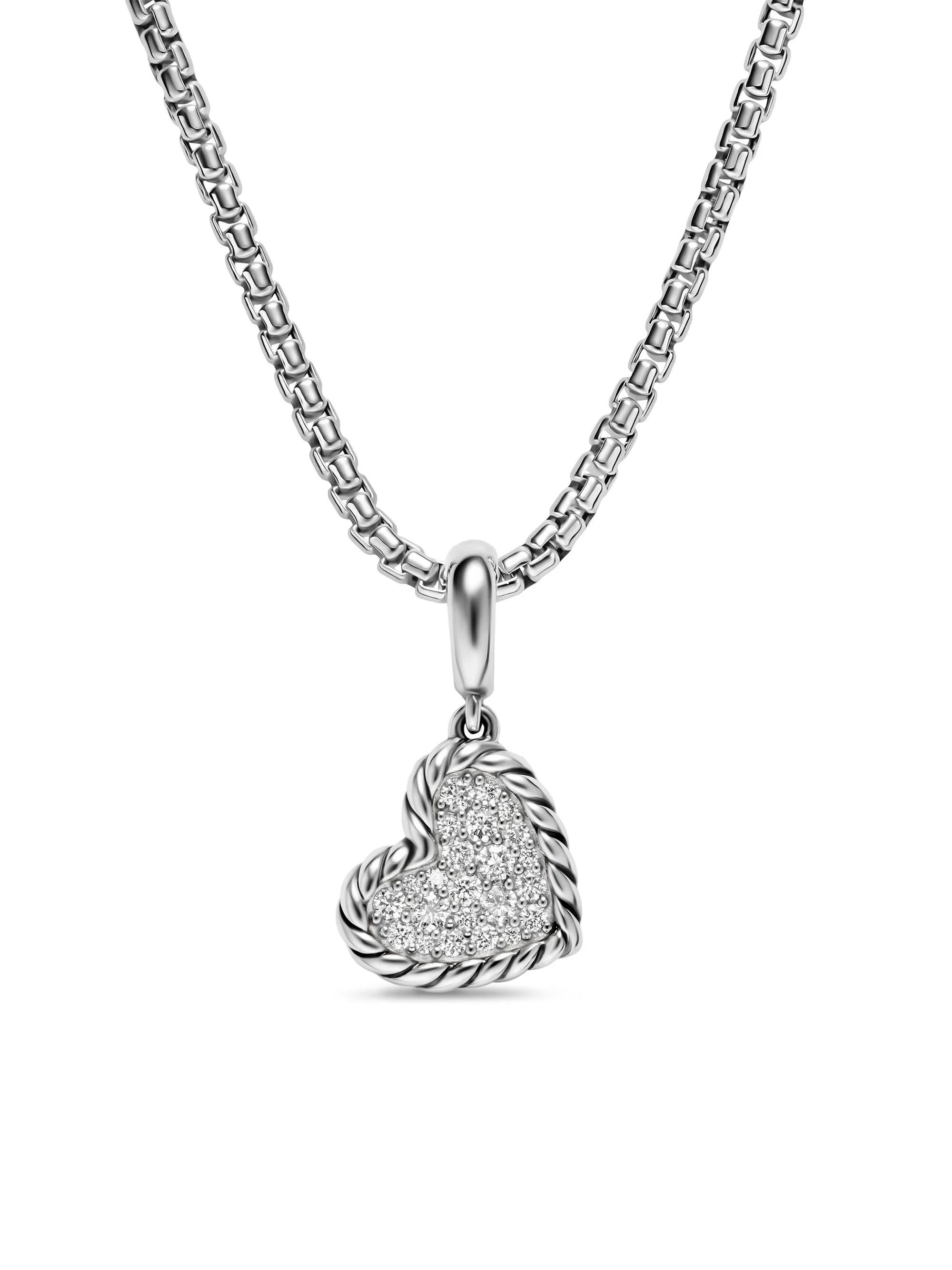 Women's DY Elements Heart Pendant in Sterling Silver with Diamonds, 12.7MM - Diamond - 1