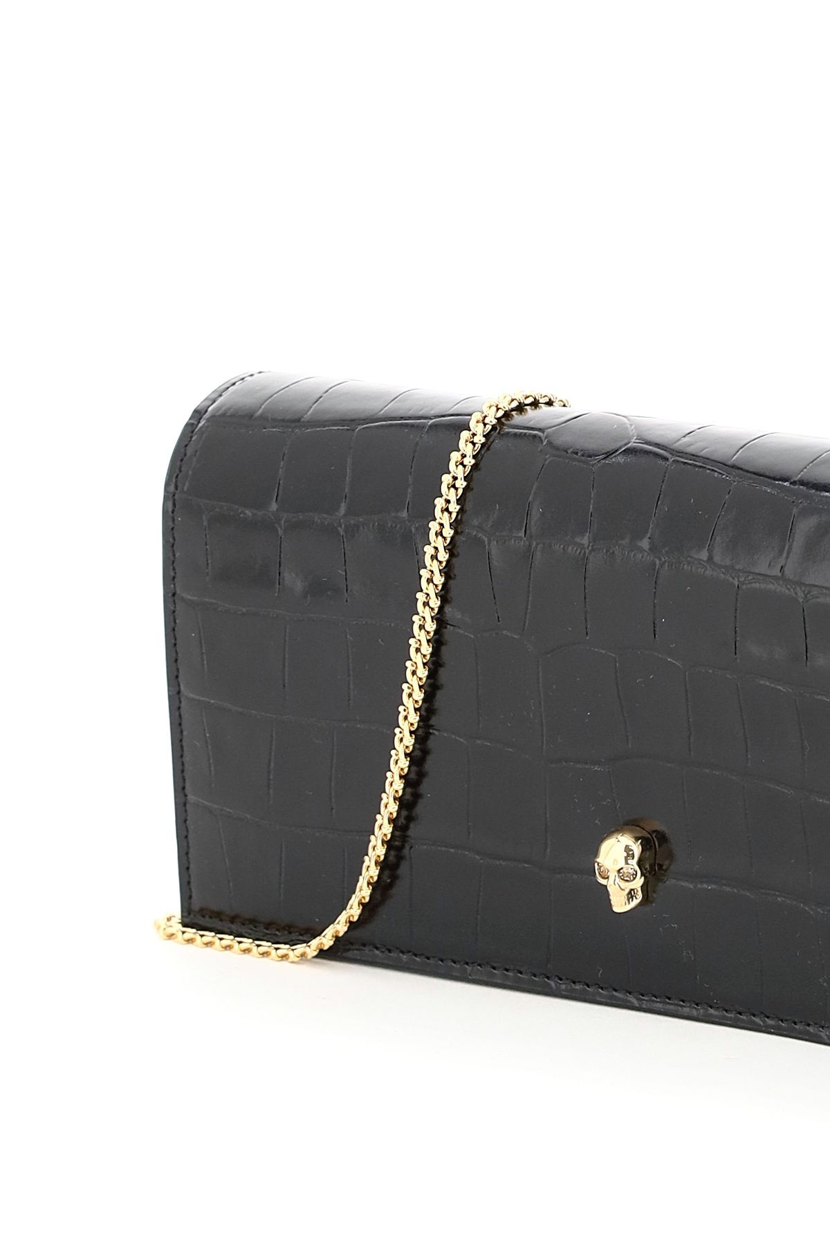 CROCO-EMBOSSED LEATHER MINI SKULL CLUTCH - 5