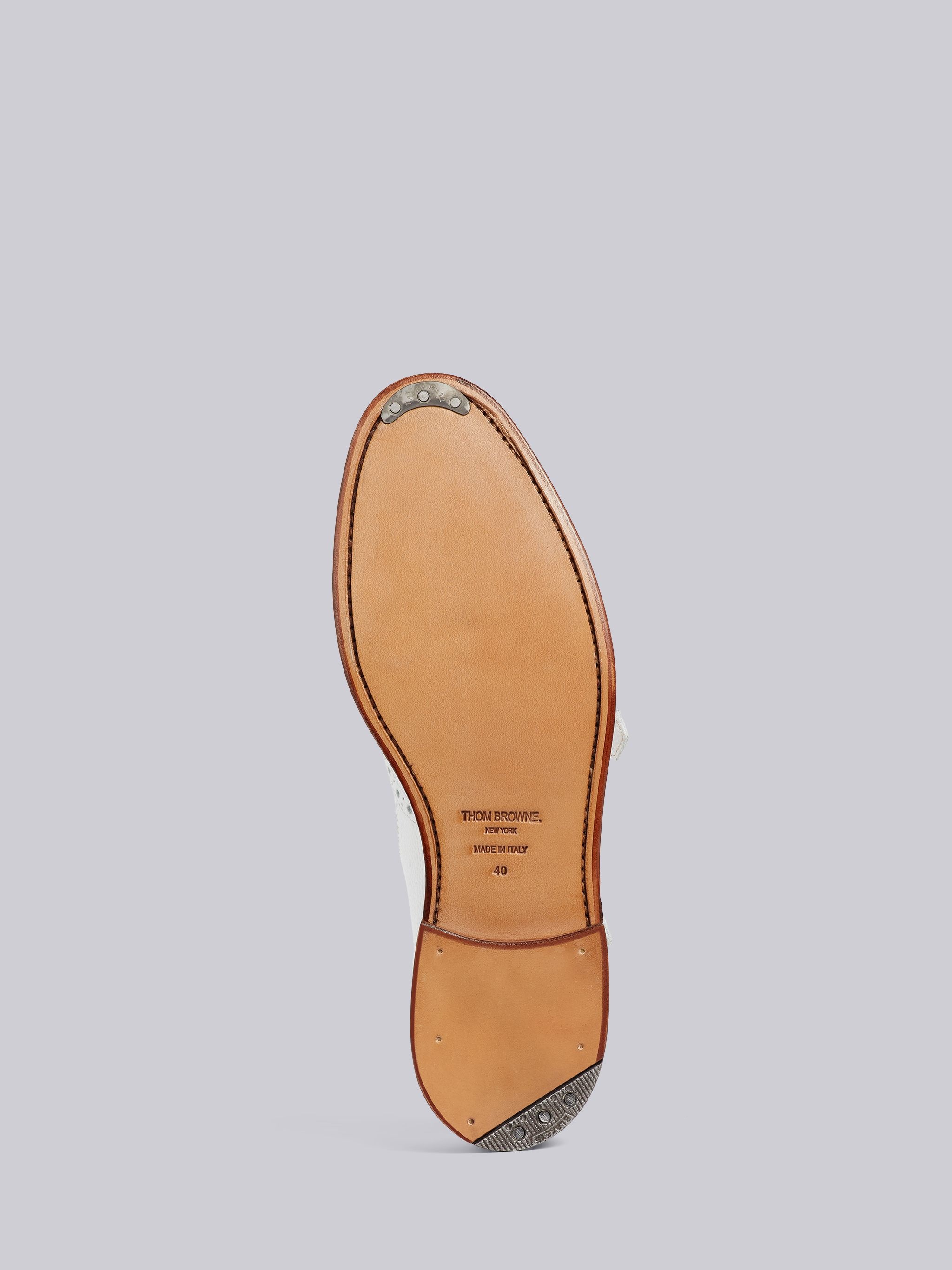 White Pebbled Calfskin 2-Strap T-Bar Thom John - 5