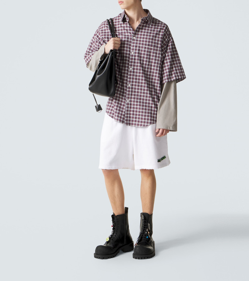 BALENCIAGA Logo cotton fleece shorts outlook