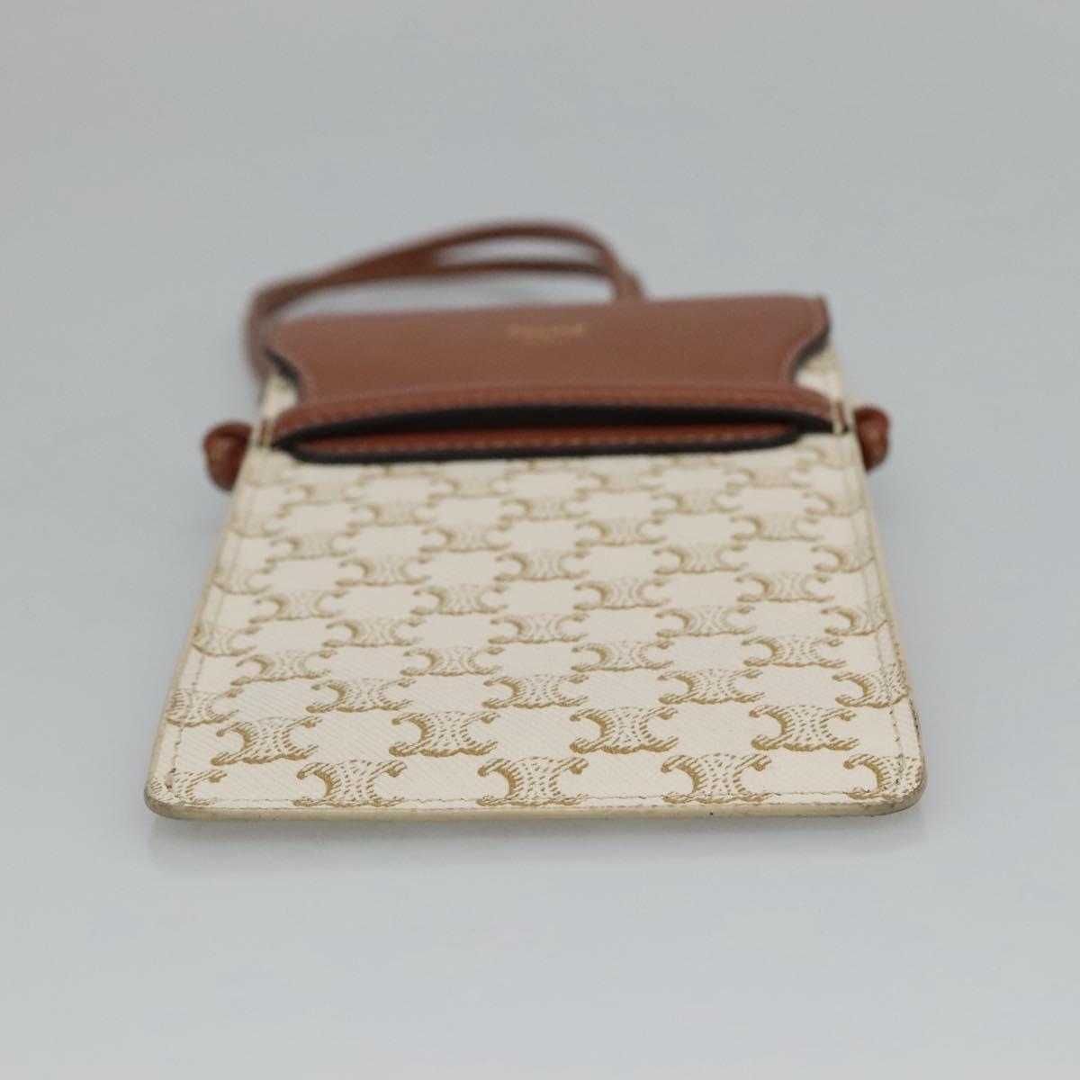 CELINE Triomphe Phone Holder Shoulder Bag Pvc White - 9