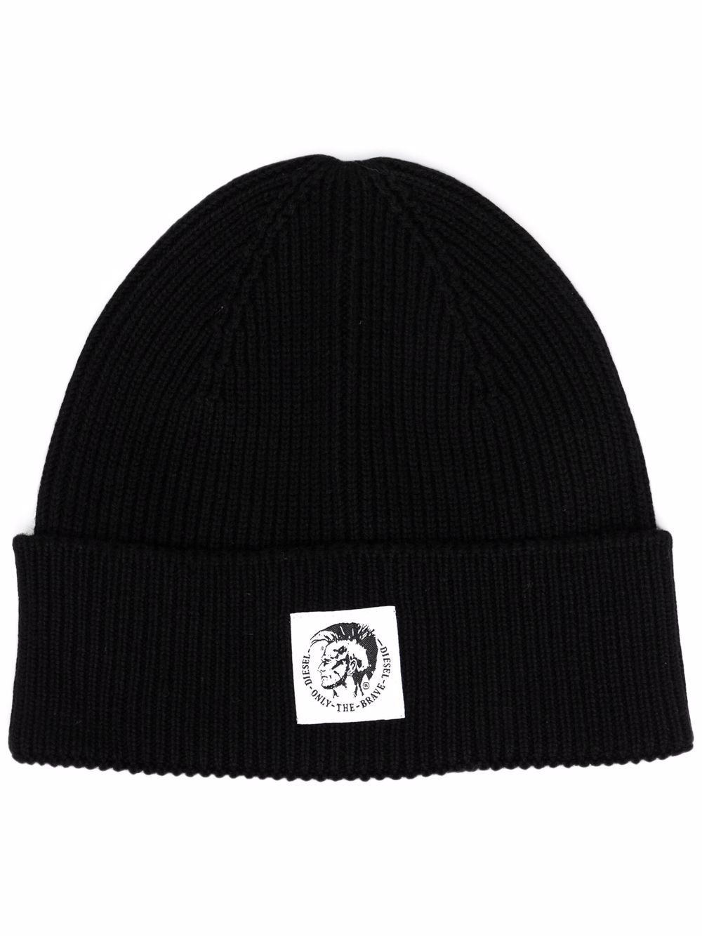 Mohawk-patch rib-knit beanie - 1