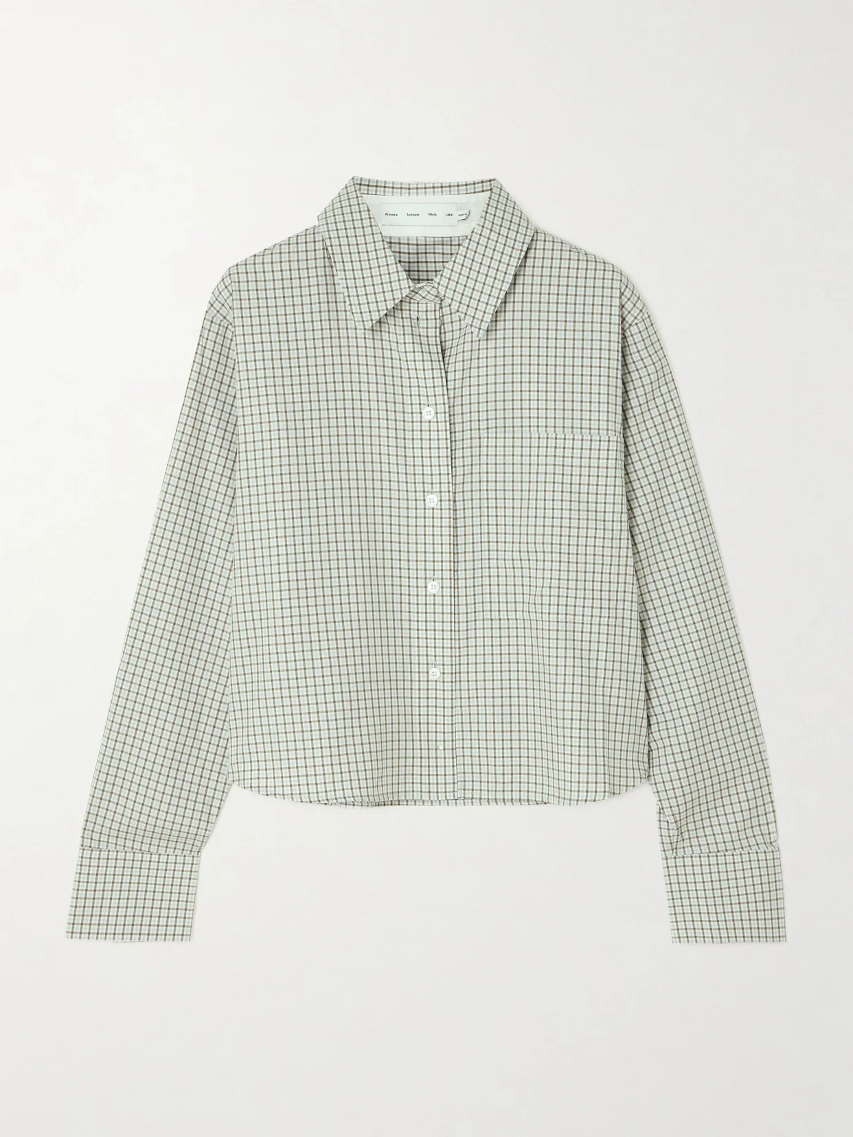 Olive Cropped Checked Cotton-poplin Shirt - 1