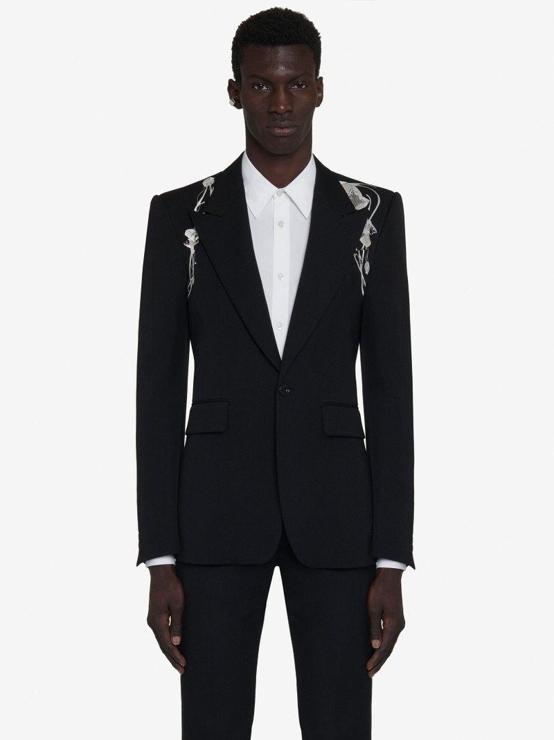 Men's Pressed Flower Harness Single-breasted Jacket in Black 5