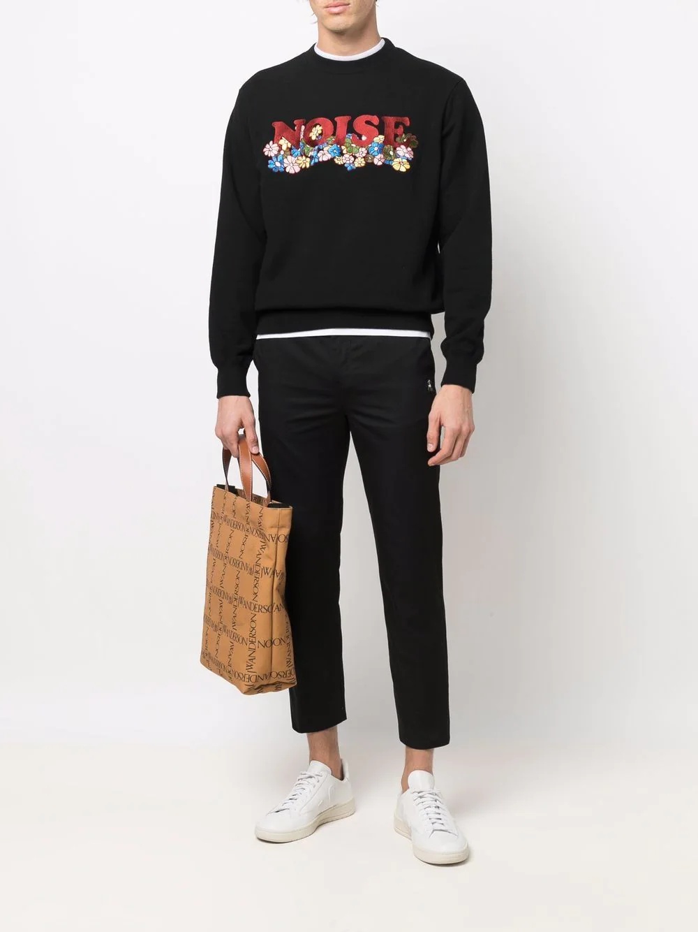 Noise-print crew-neck sweatshirt - 2