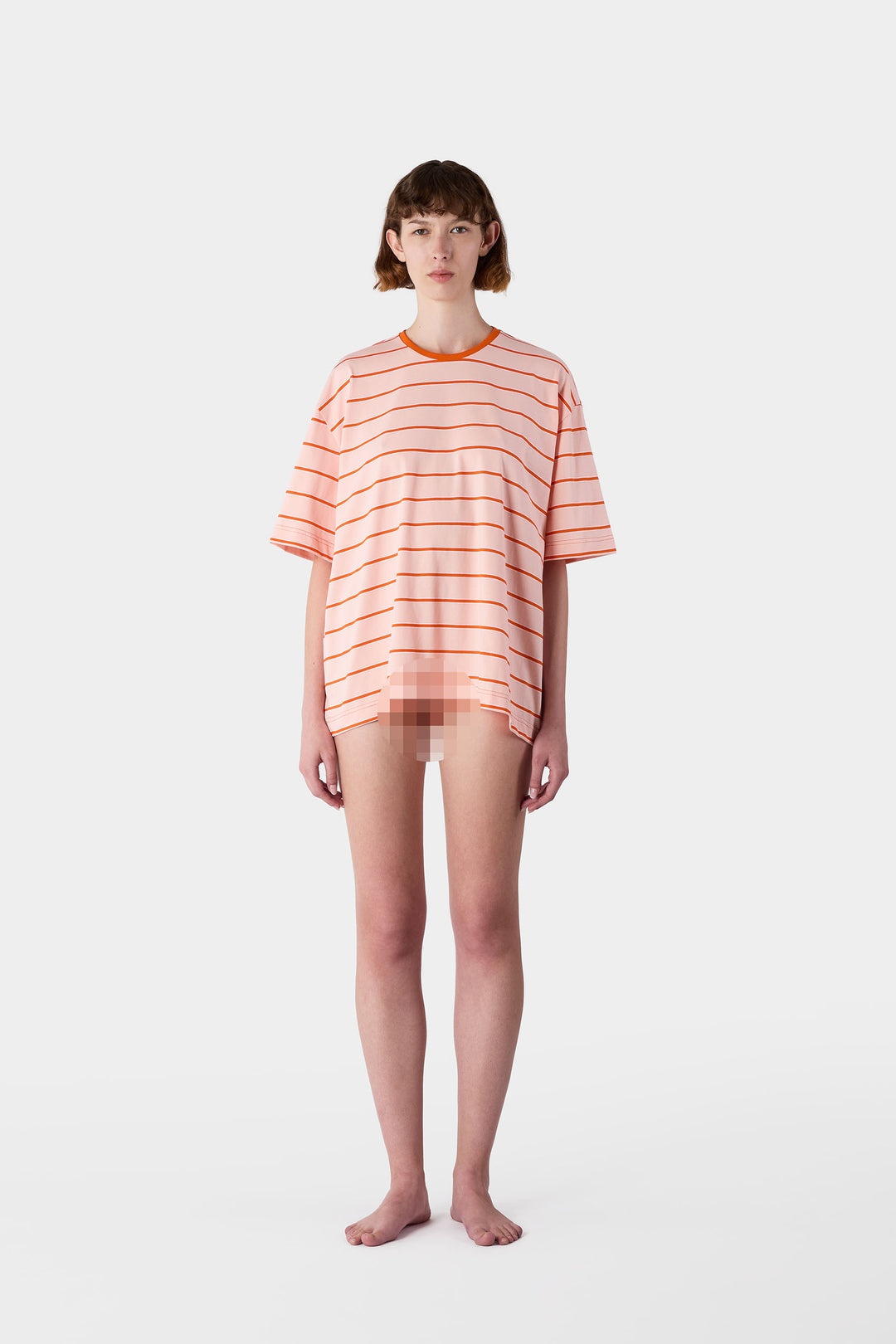 STRIPED OVER T-SHIRT / pink - 4