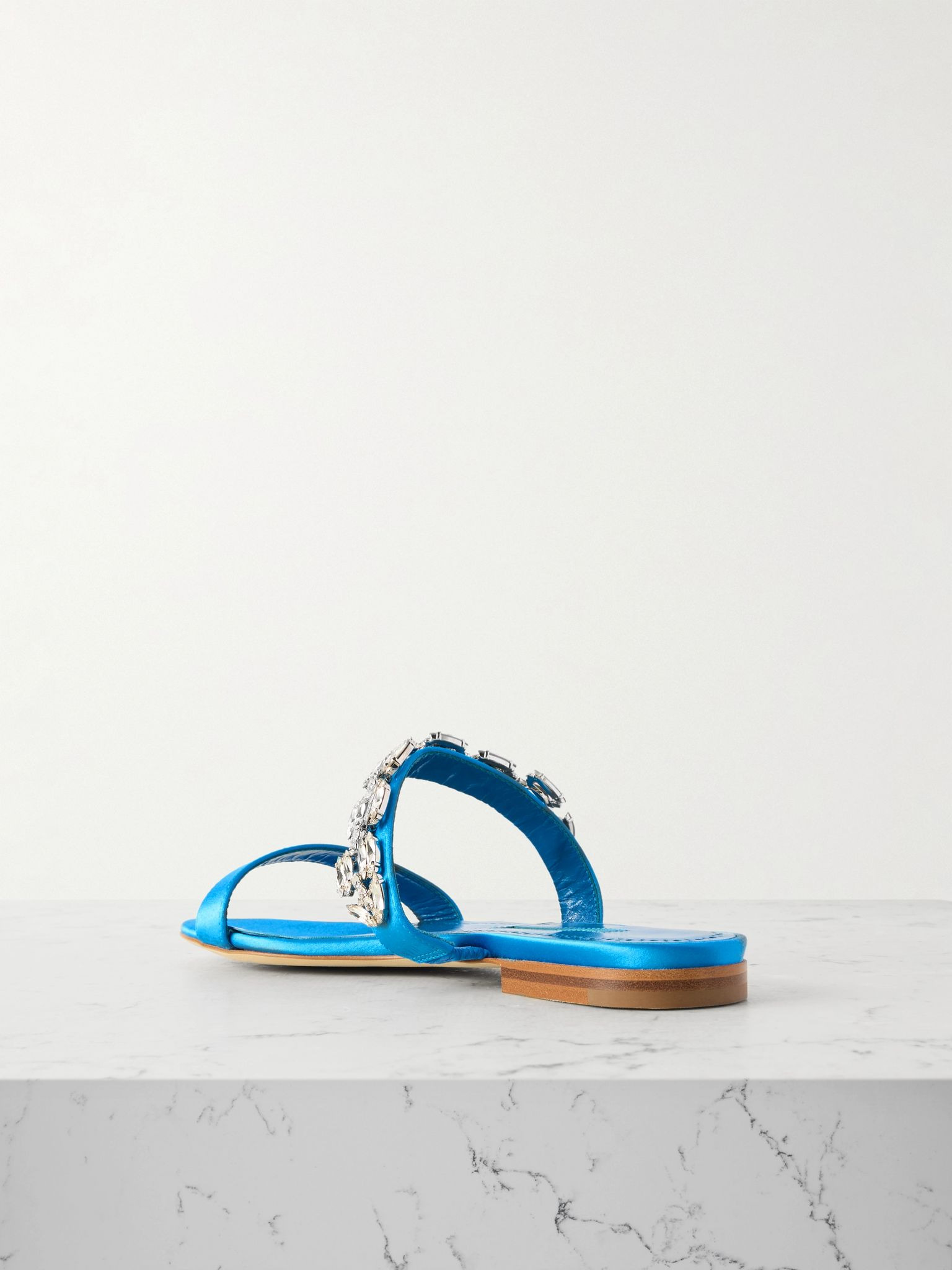 Sakota crystal-embellished satin flats Light blue - 3