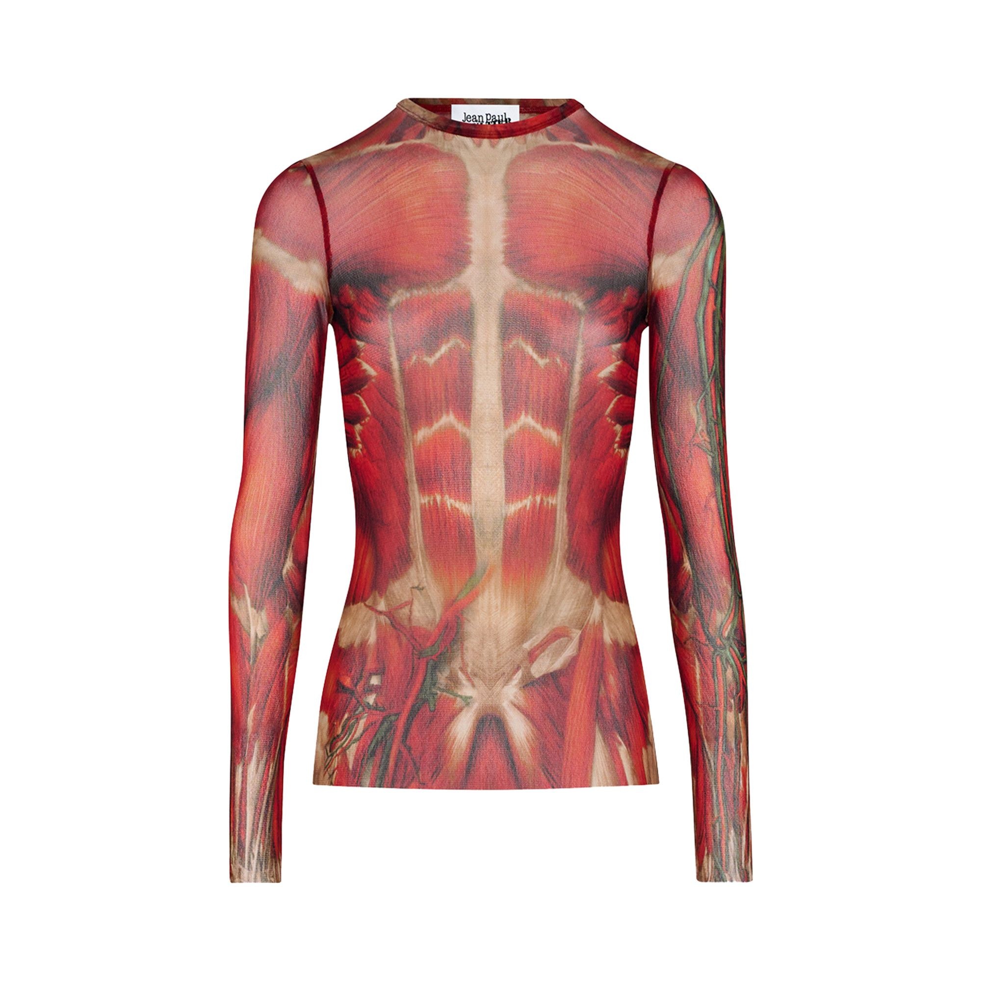 Jean Paul Gaultier Ecorche Mesh Printed Long-Sleeve 'Red/Orange/Green' - 1