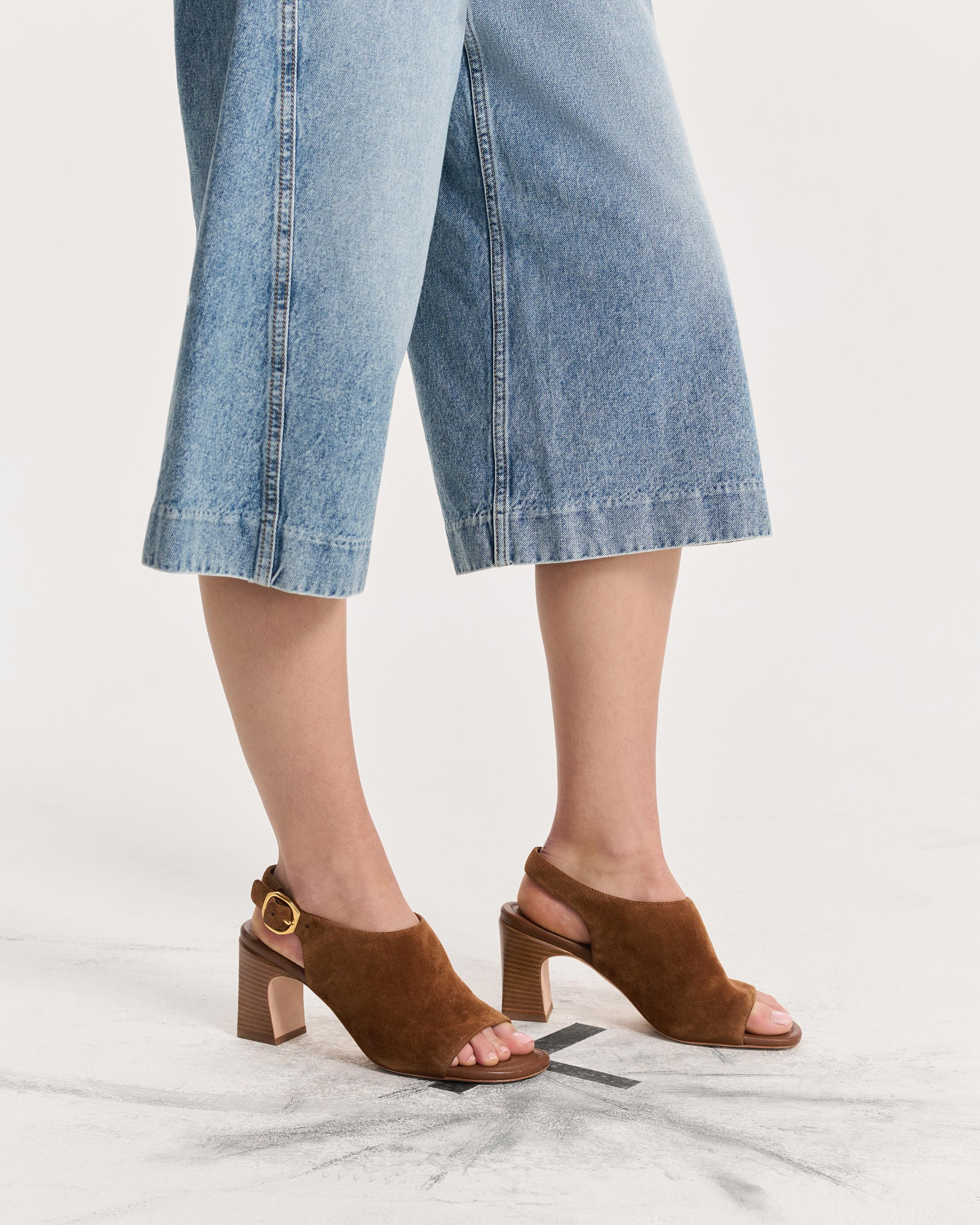 Gigi Block-Heel Italian Suede Slingback Sandals - 2