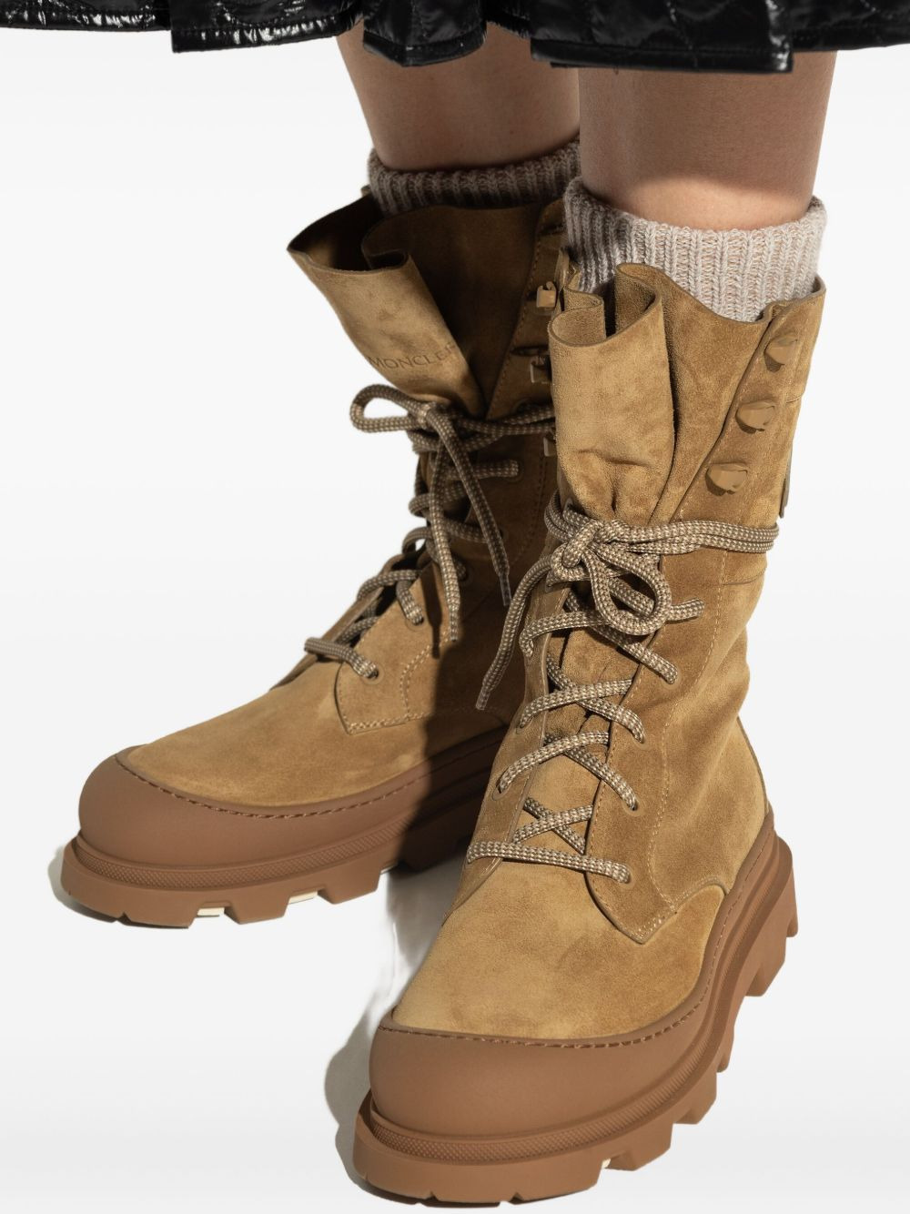 logo-patch suede boots - 5