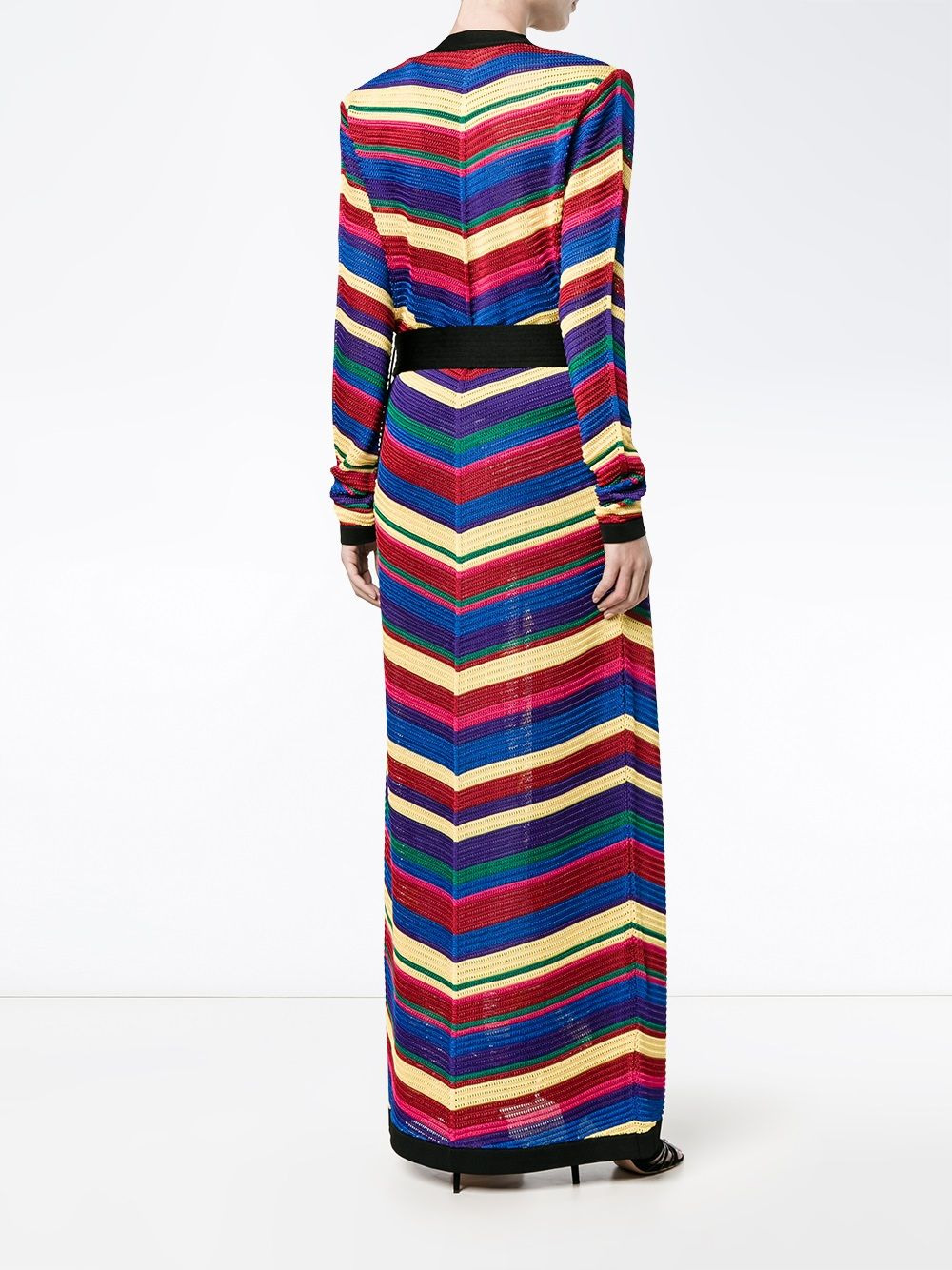 chevron long cardigan - 4
