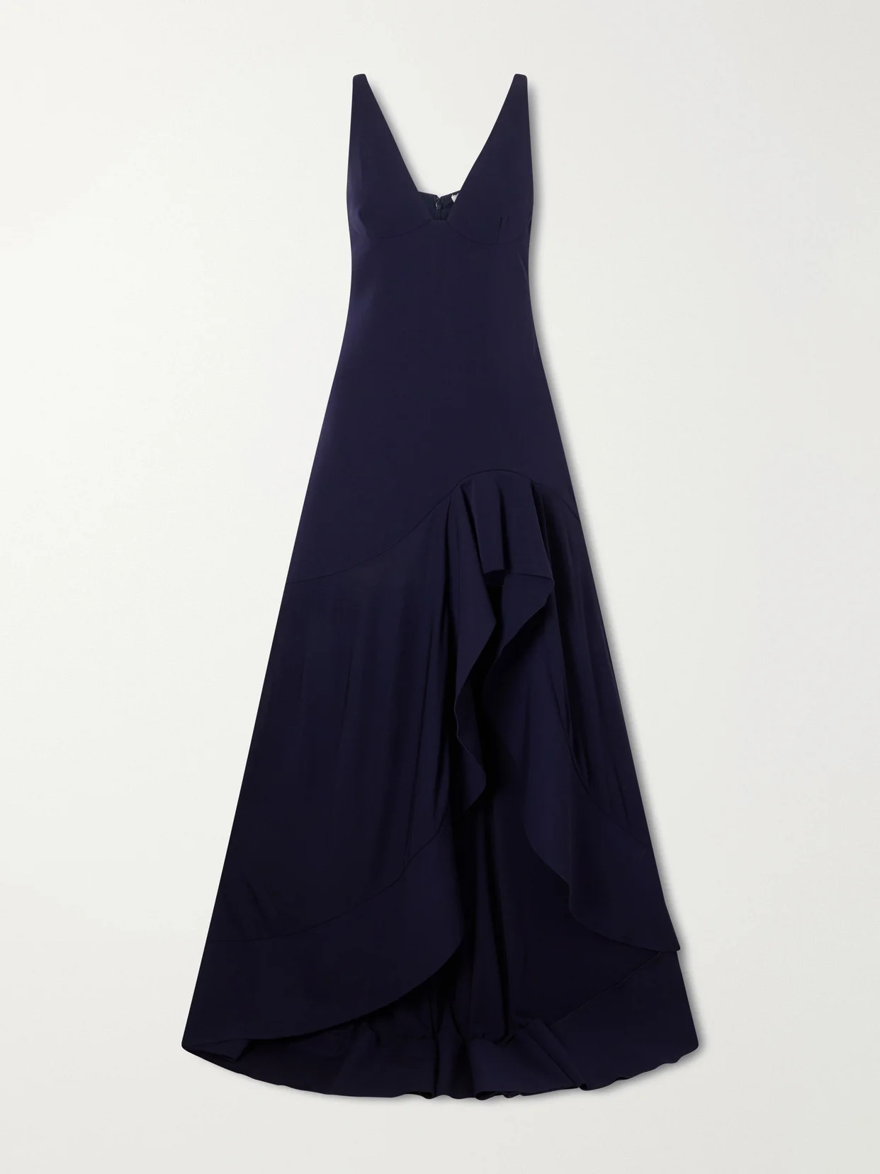 Asymmetric Ruffled Crepe Maxi Dress - 1