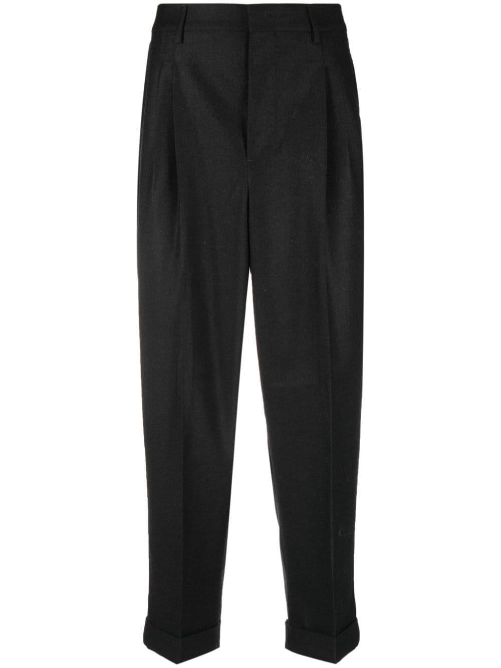 pleated virgin wool tapered trousers - 1