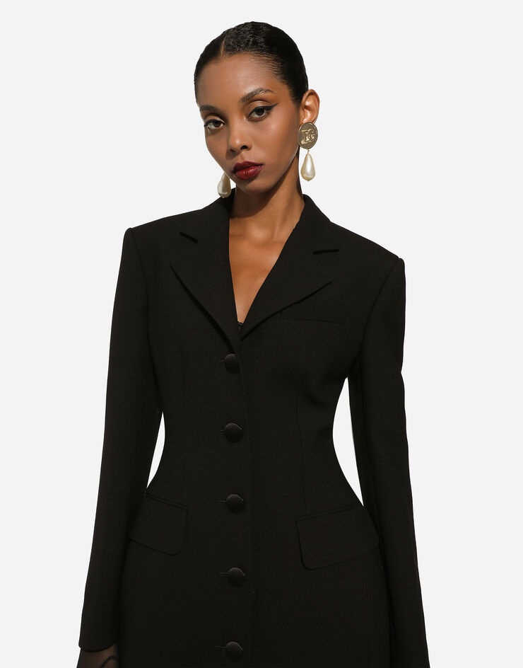Long single-breasted wool cady Dolce-fit jacket - 5