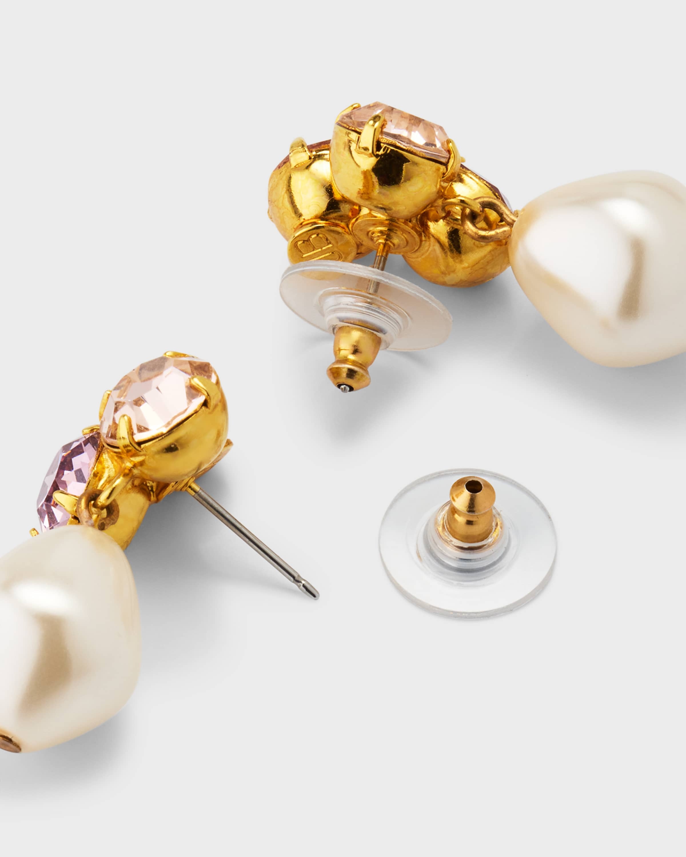 Tatiana Crystal and Glass Pearl Drop Earrings - 4