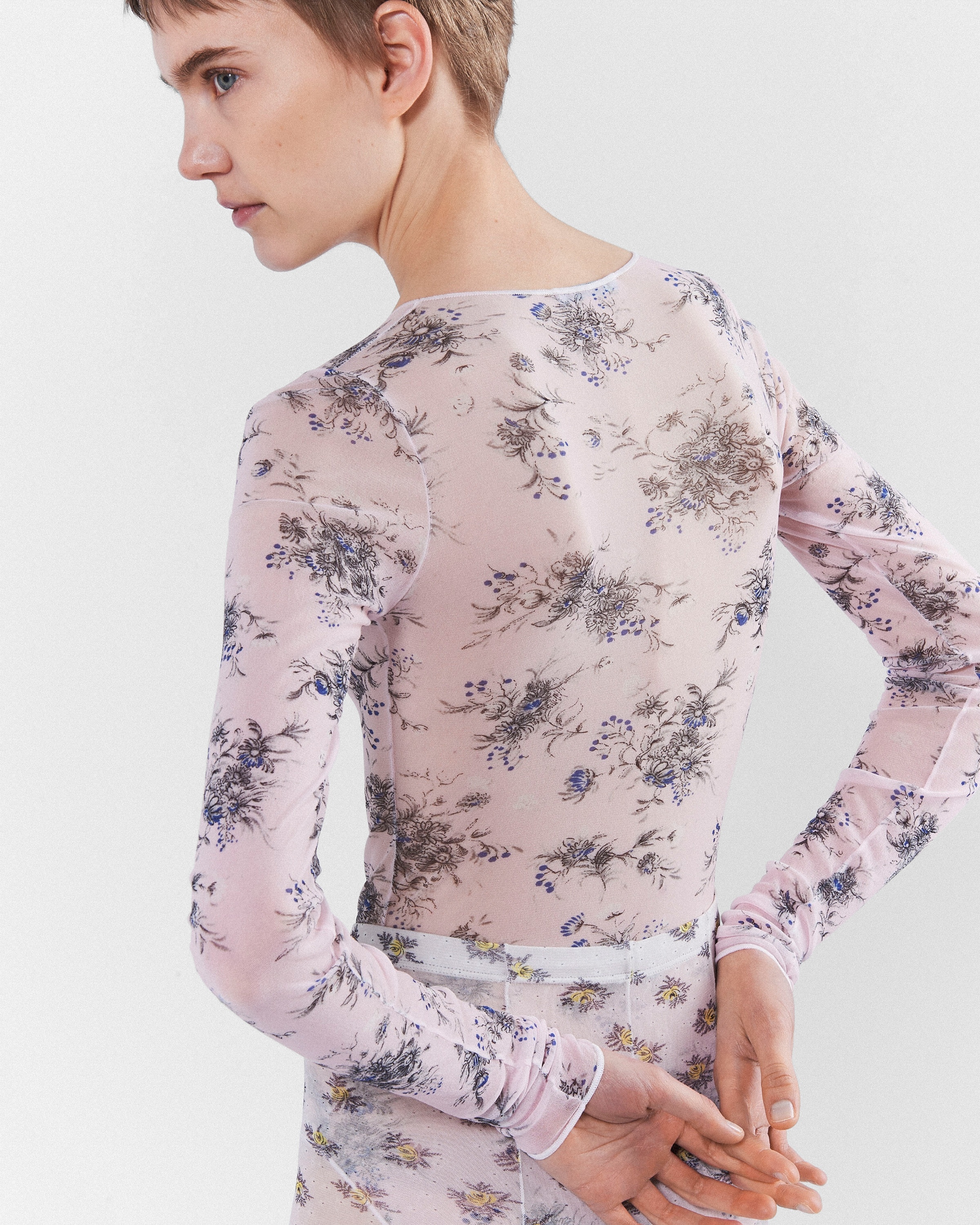 Printed stretch tulle bodysuit - 5