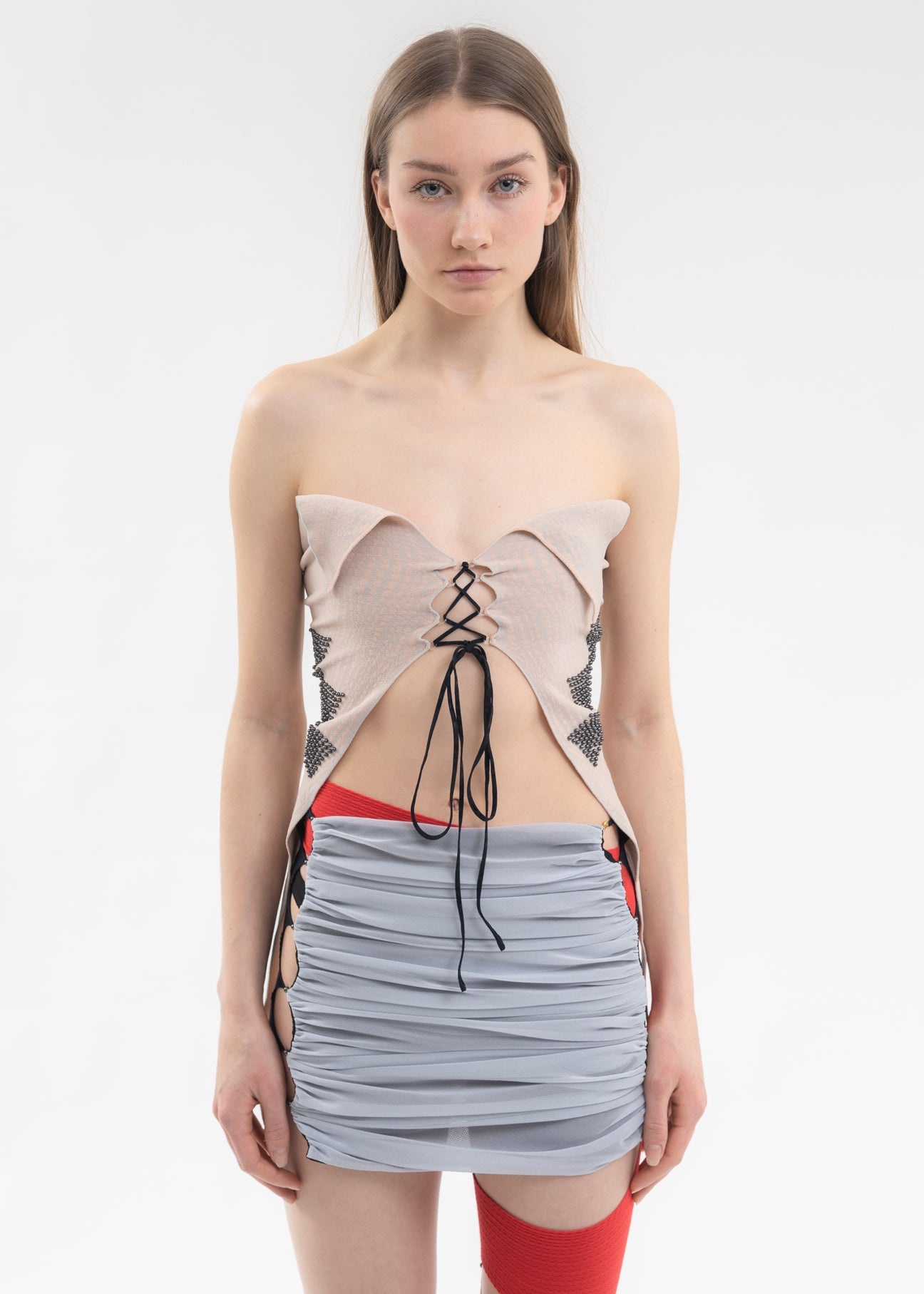 Frost And Blush Jacquard Tube Top - 1