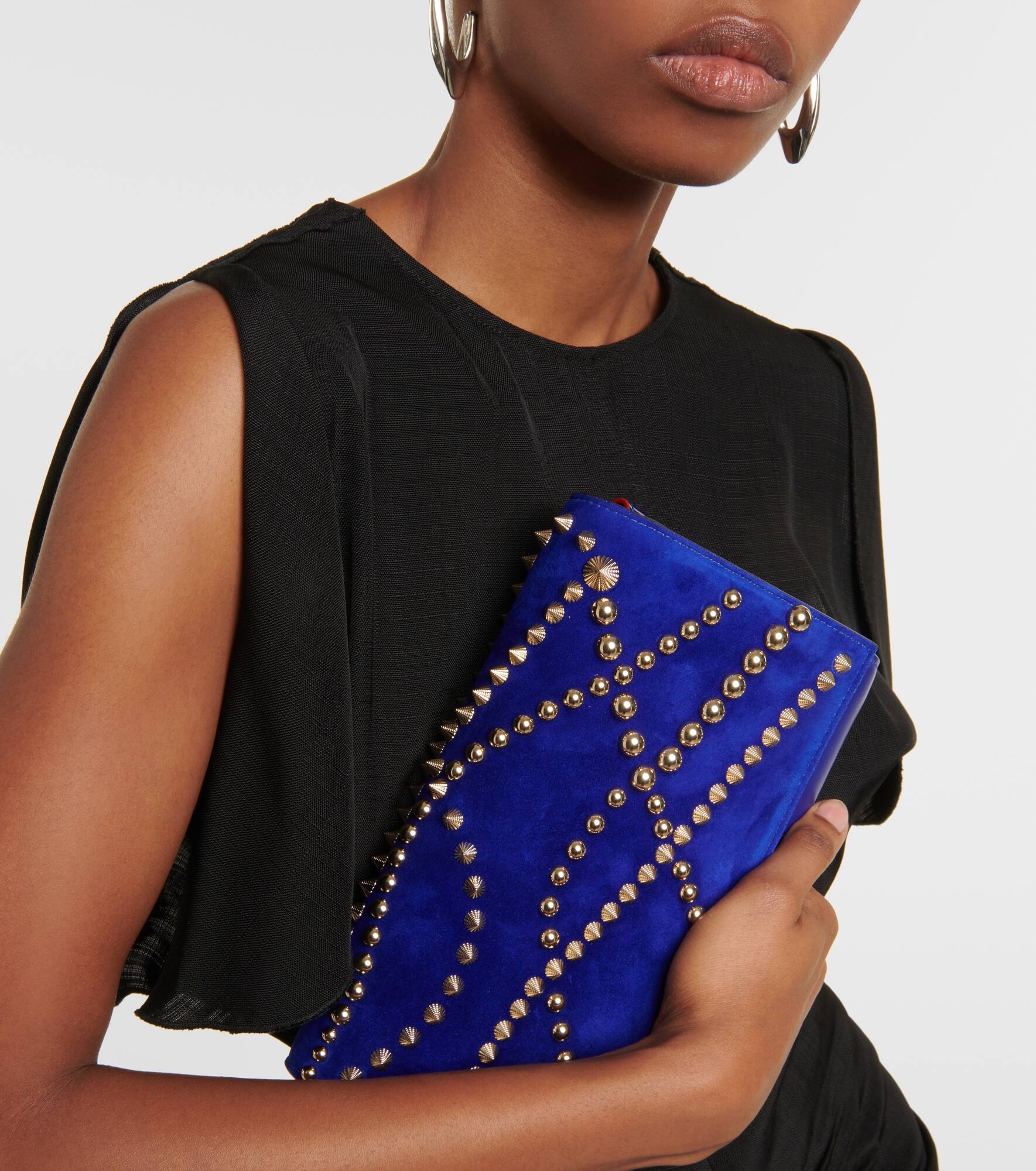 Paloma embellished suede and leather clutch - 2