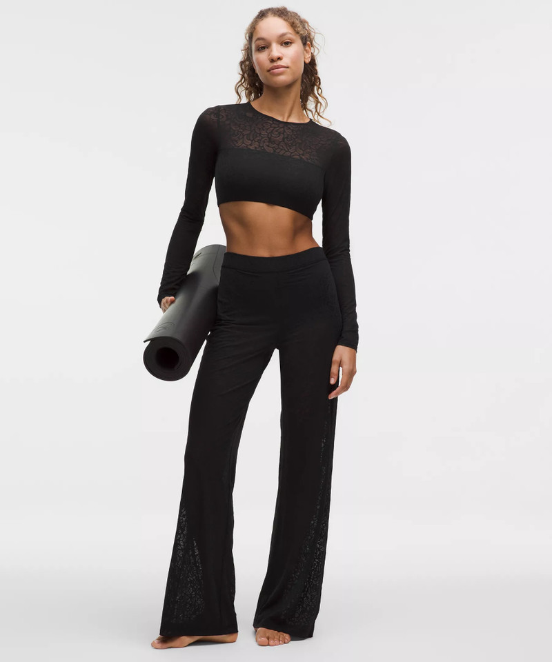Paisley Lace Jacquard High-Rise Flared Pant 1