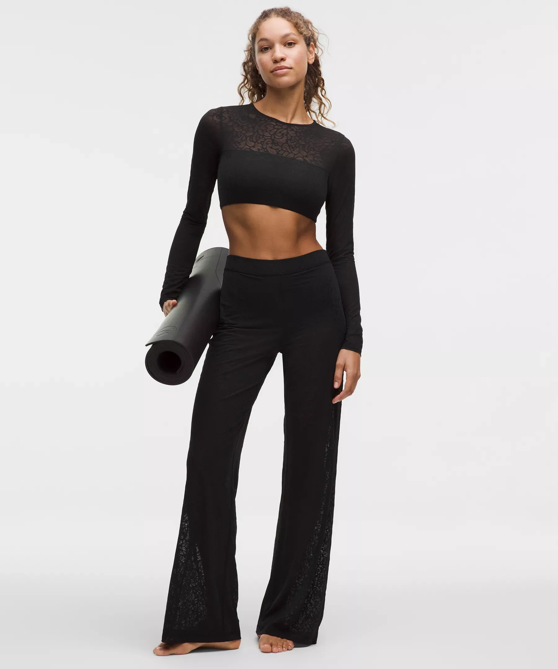 Paisley Lace Jacquard High-Rise Flared Pant - 1