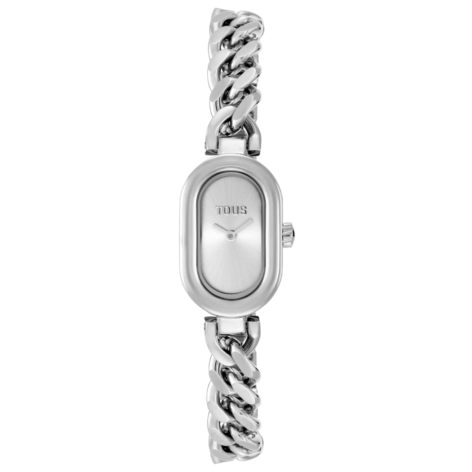 Analog jeweled Watch with steel chain bracelet Oval Time - 1