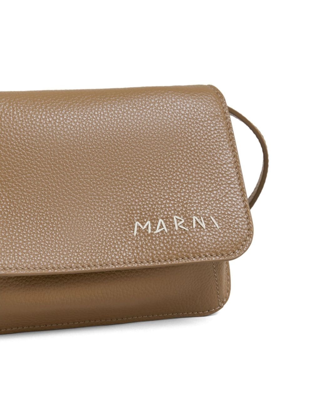 logo-embroidered leather shoulder bag - 3