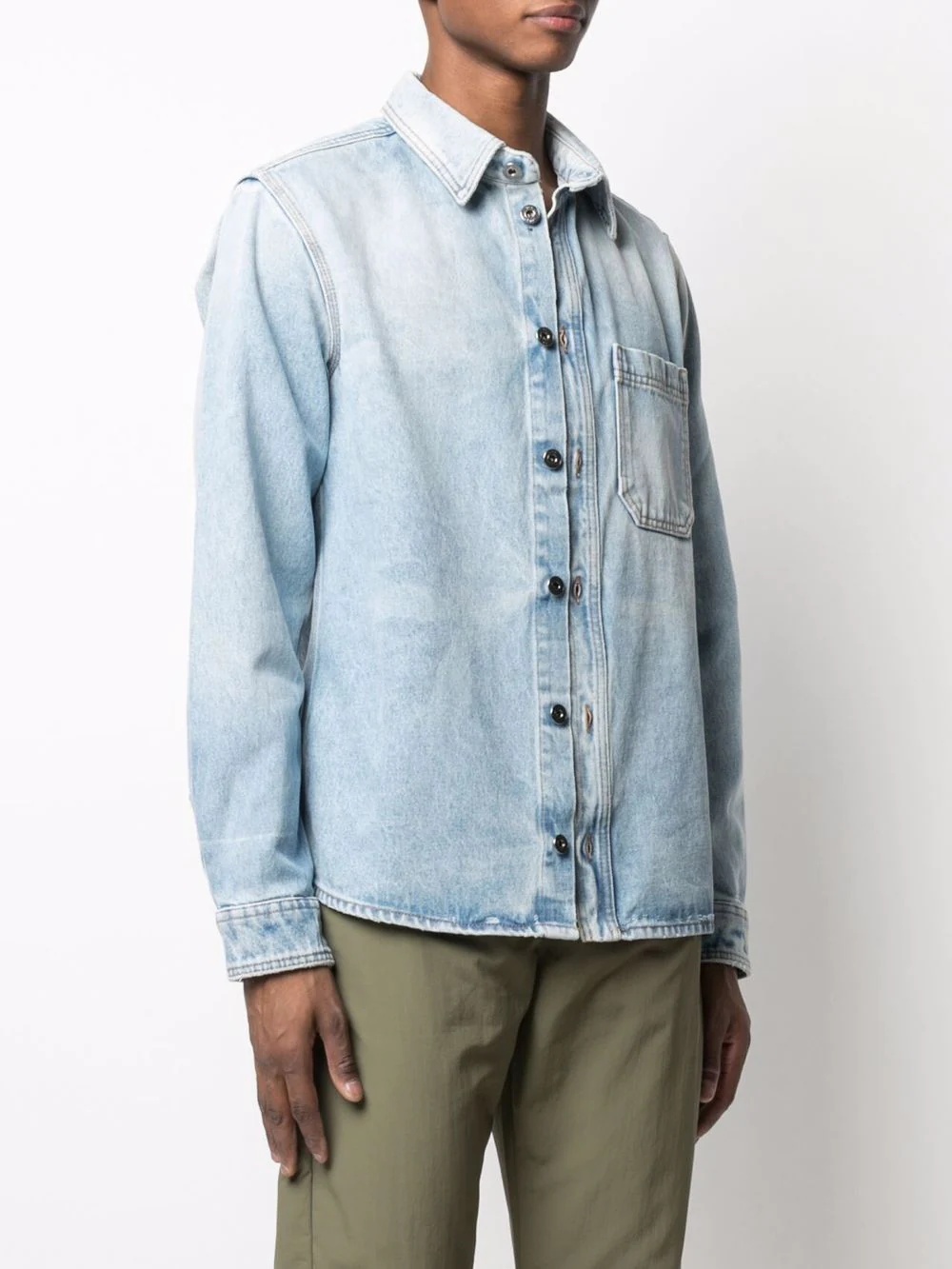 negative mark bleach-effect denim shirt - 4