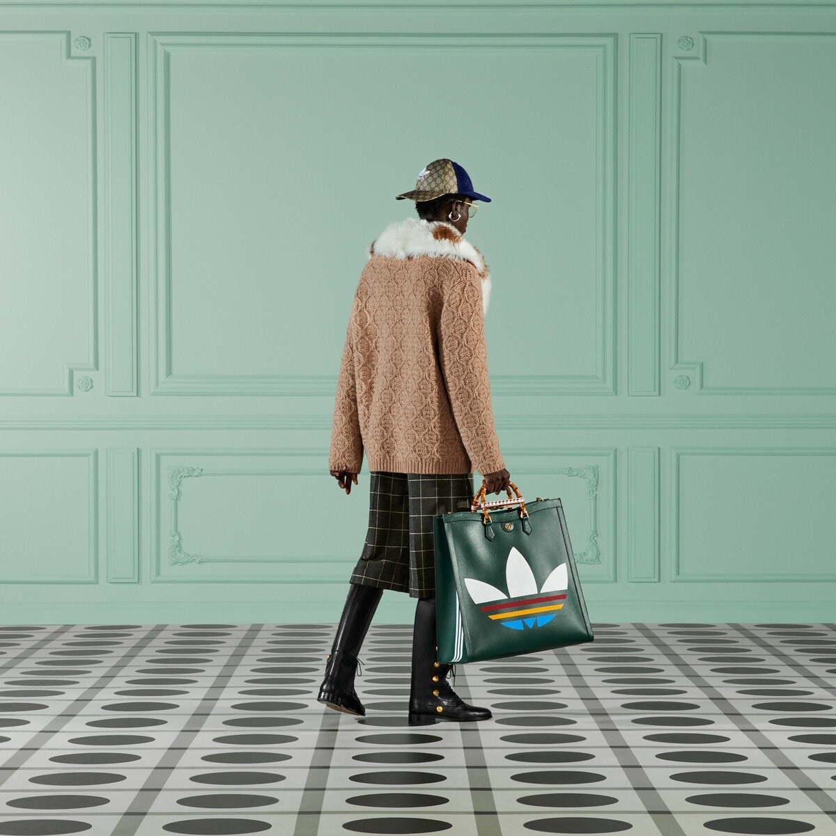 Wool knit coat with shearling collar - 3