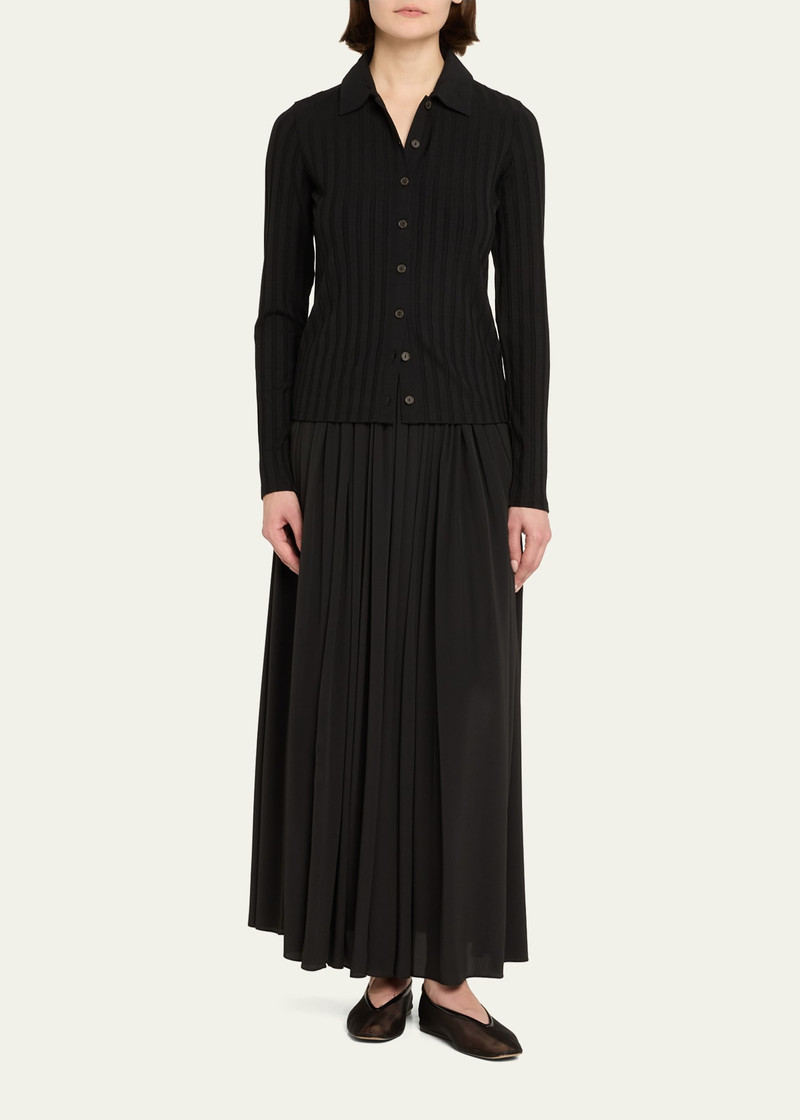 Vince Long-Sleeve Ribbed Button-Front Top outlook