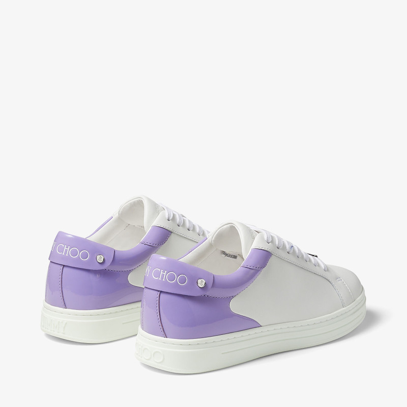 Rome/F White Calf Leather and Wisteria Patent Low Top Trainers 8