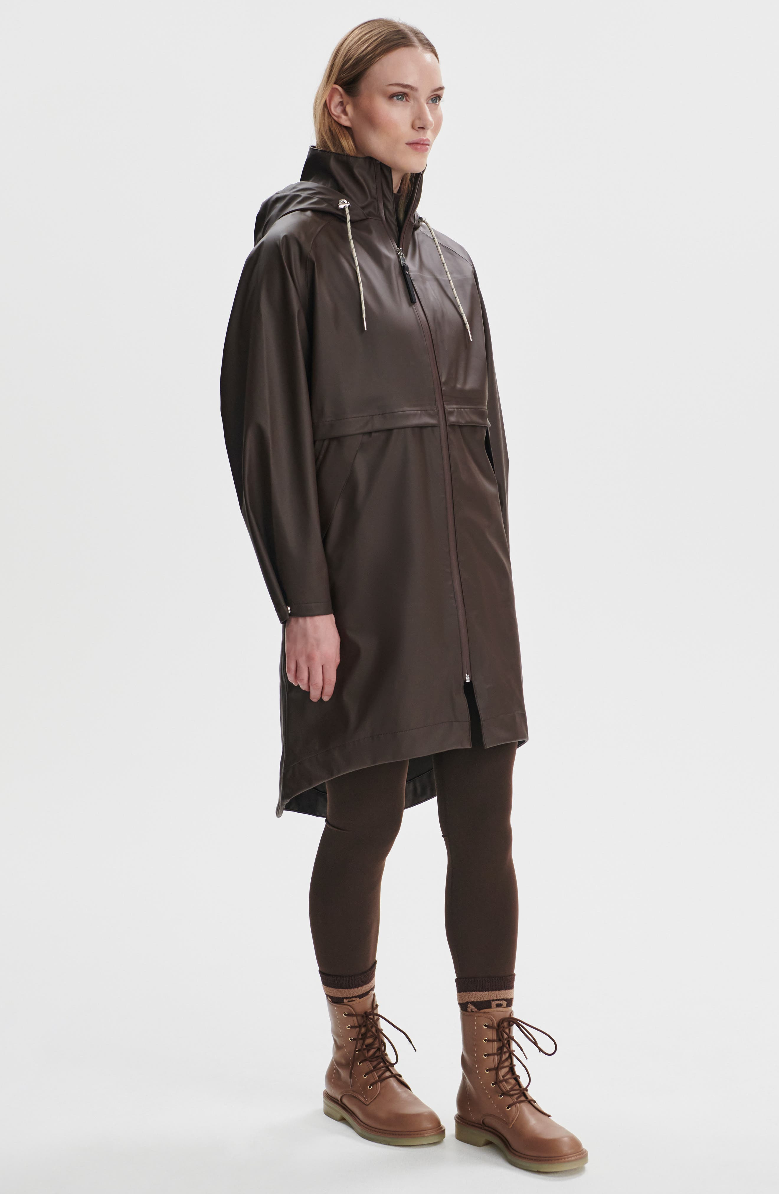 Varley Kirsten Waterproof Hooded Raincoat in Dark Truffle at Nordstrom - 6