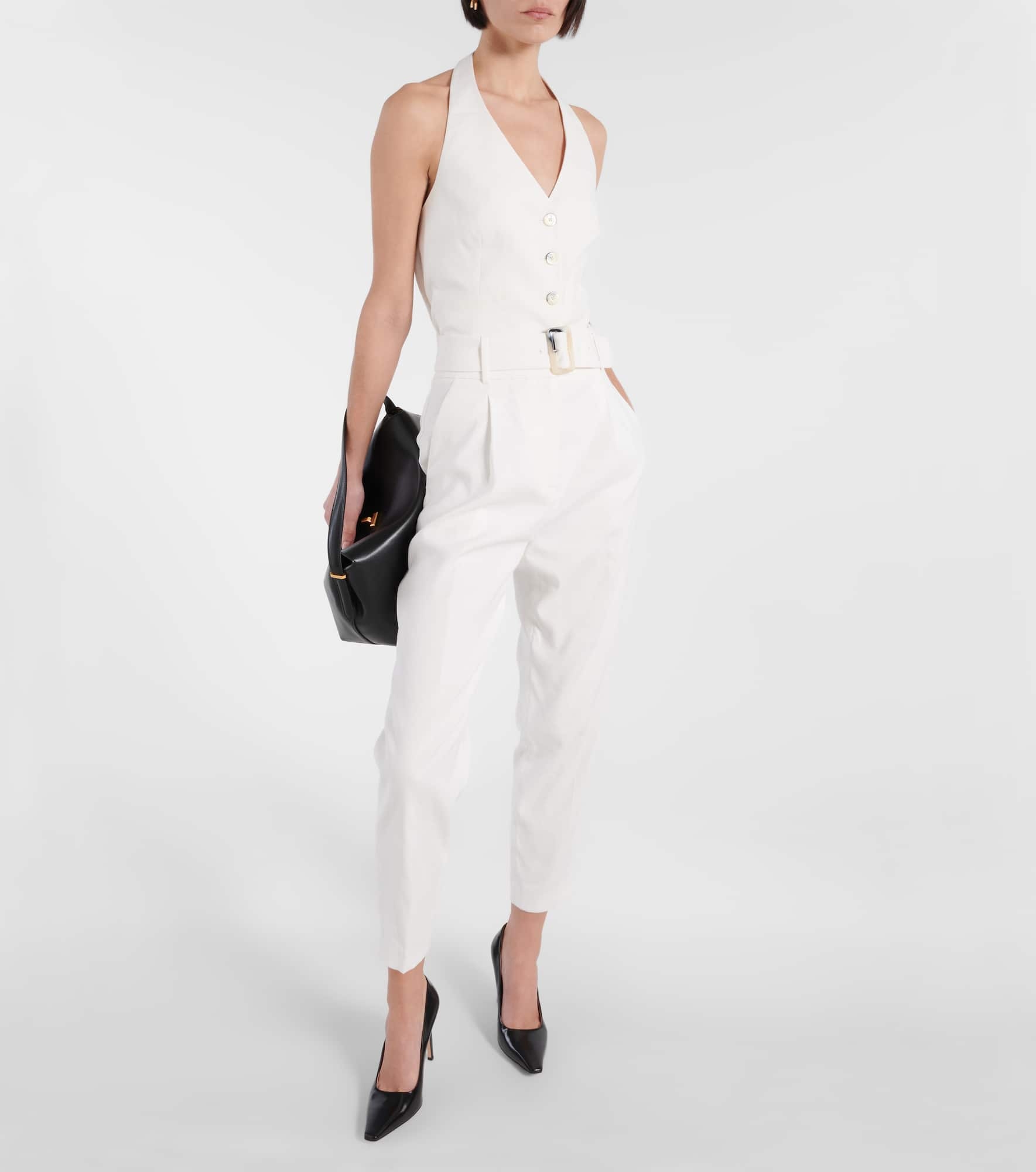 Sofia high-rise linen-blend tapered pants - 2