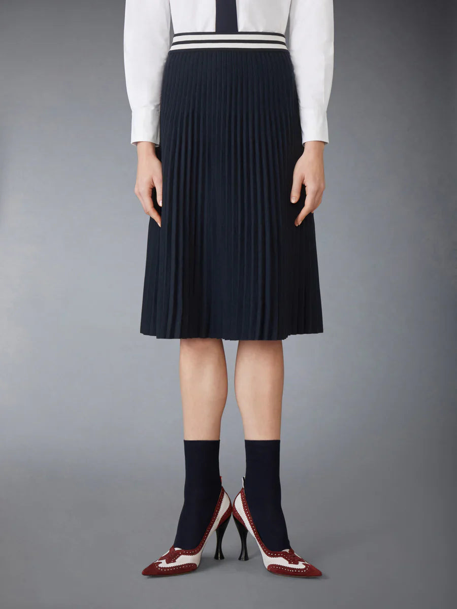 Plisse Merino Wool Silk Skirt Women - 2