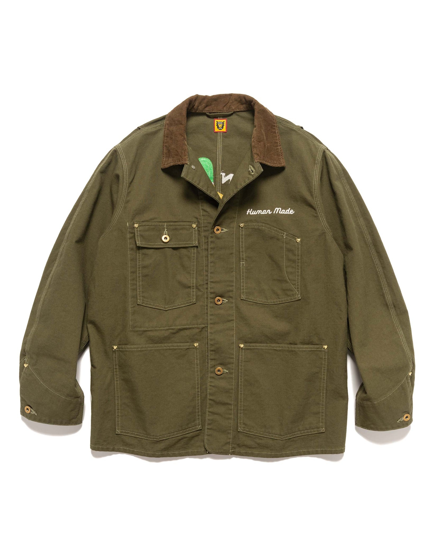 Human Made Duck Coverall Jacket Olive Drab | REVERSIBLE