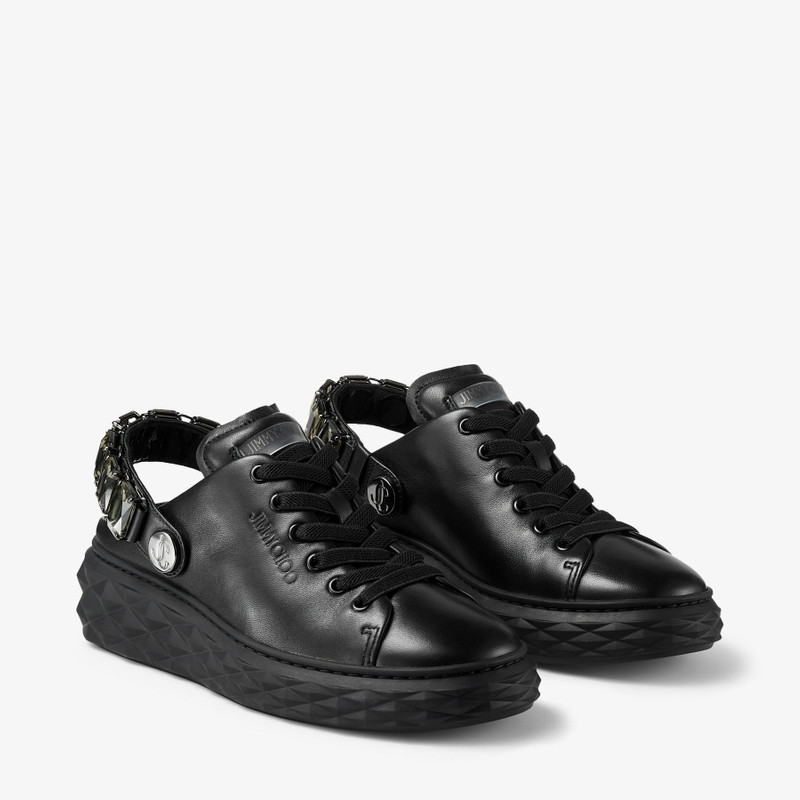 Diamond Maxi Crystal
Black Nappa Leather Slipper Trainers with Crystal Strap 3