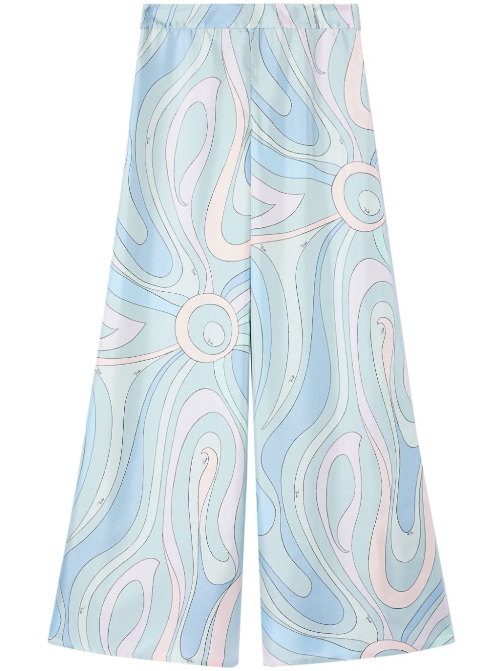 printed silk twill trousers - 1