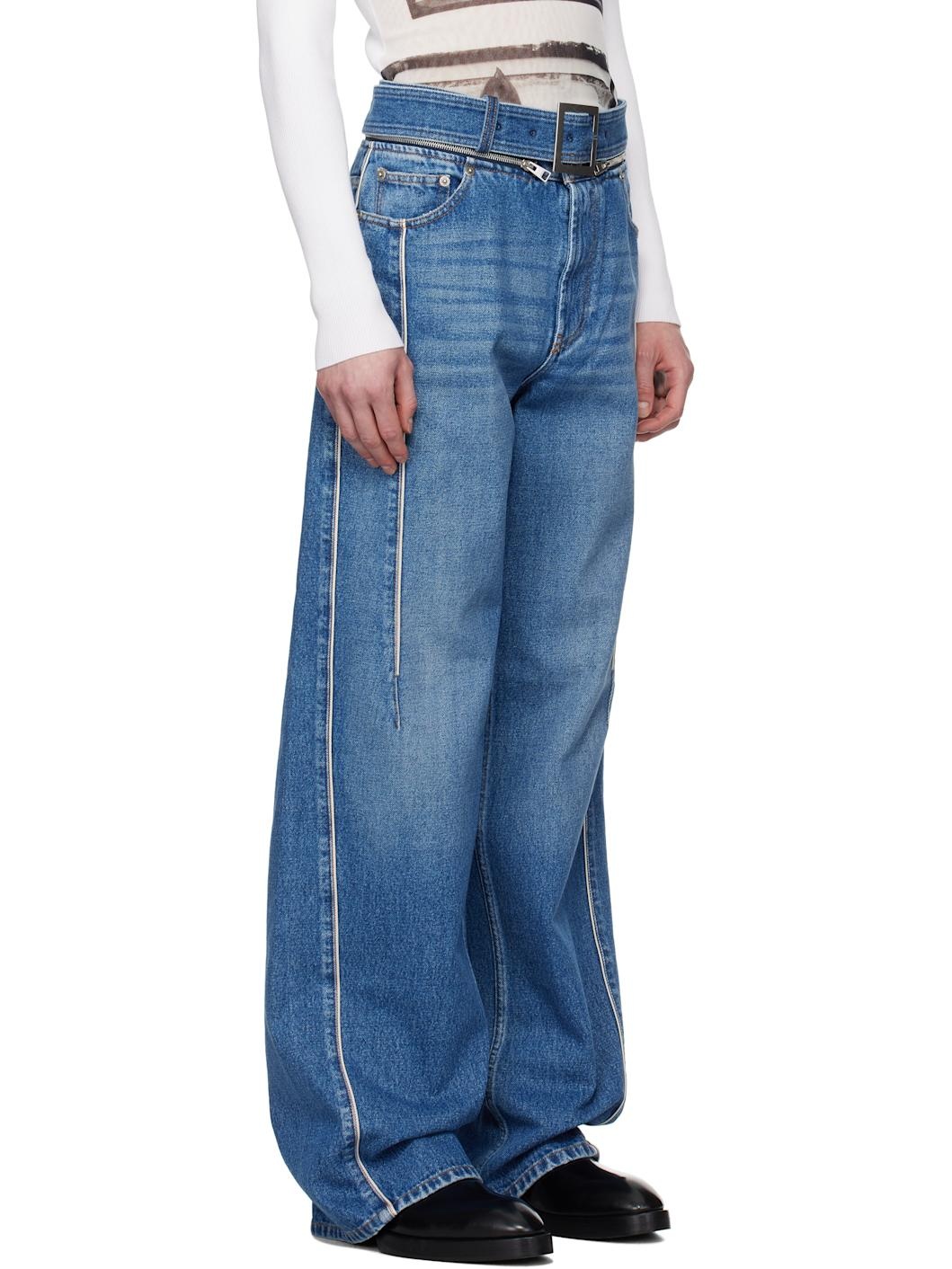 Blue 'The Belted Denim' Jeans - 2