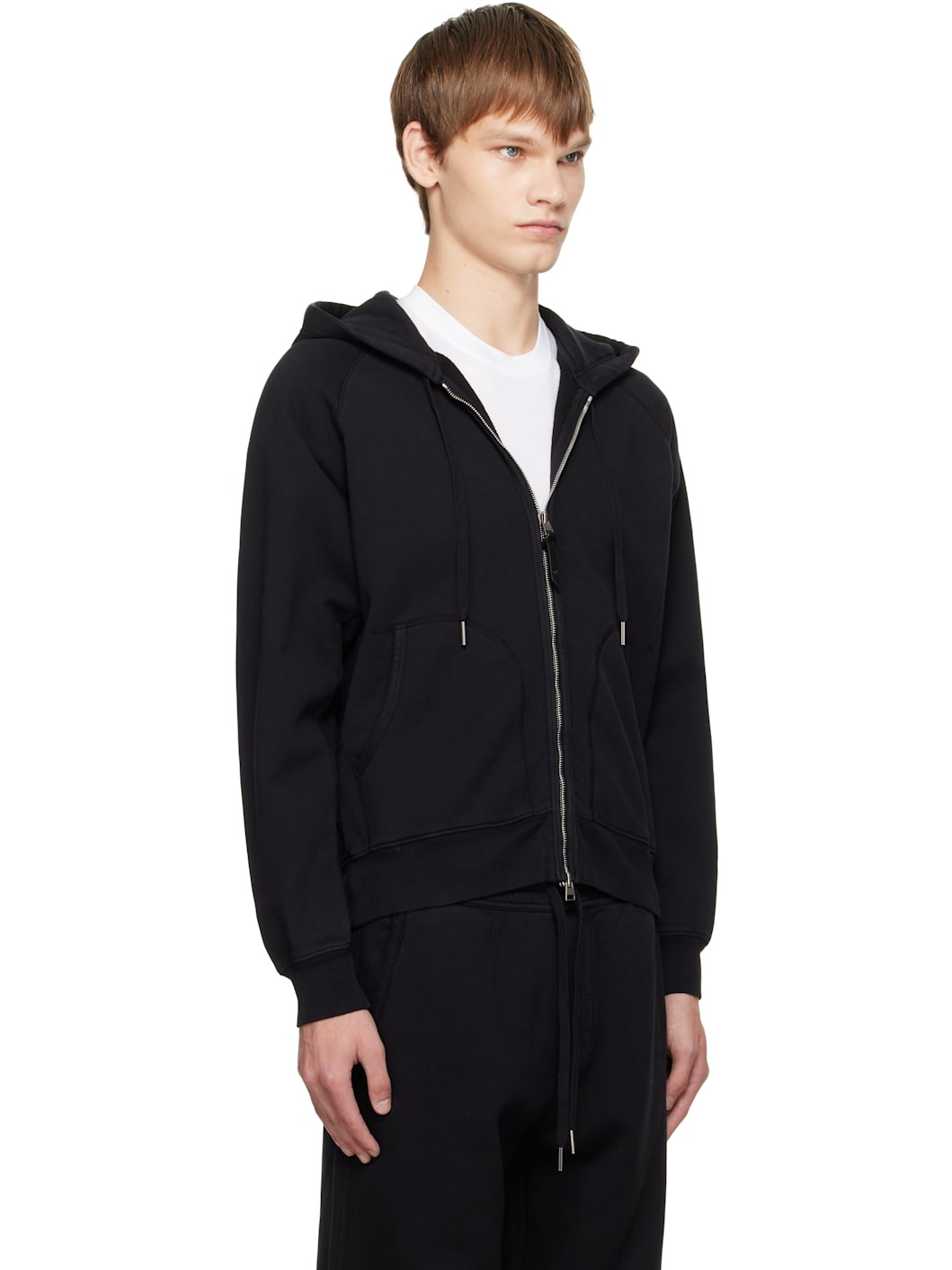 Black Cotton Zip Hoodie - 2