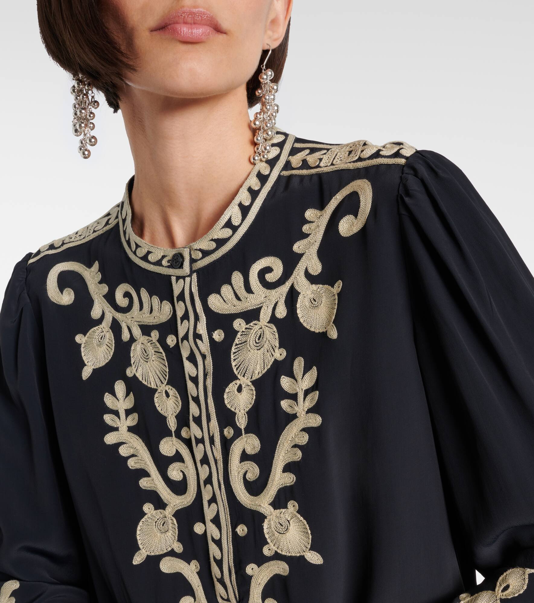 Falonne embroidered crêpe blouse - 4