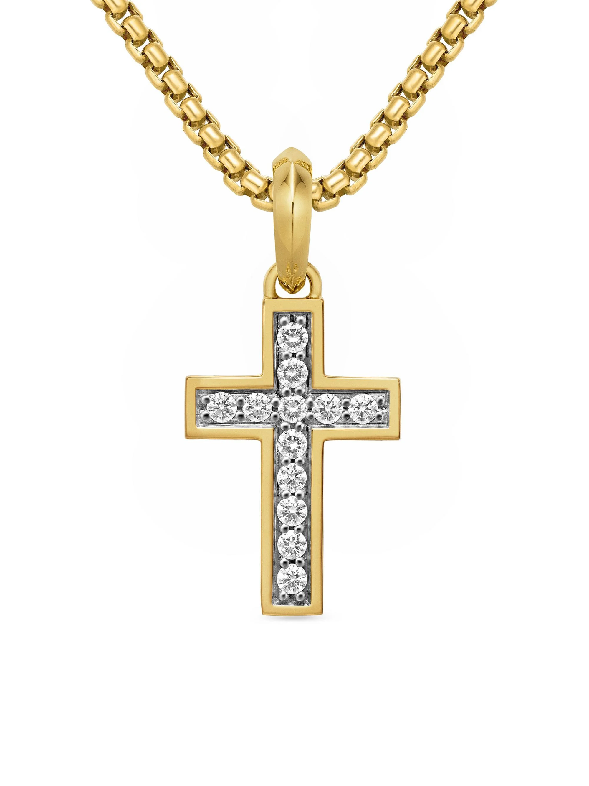Men's Streamline Cross Pendant in 18K Yellow Gold - Diamond - 1