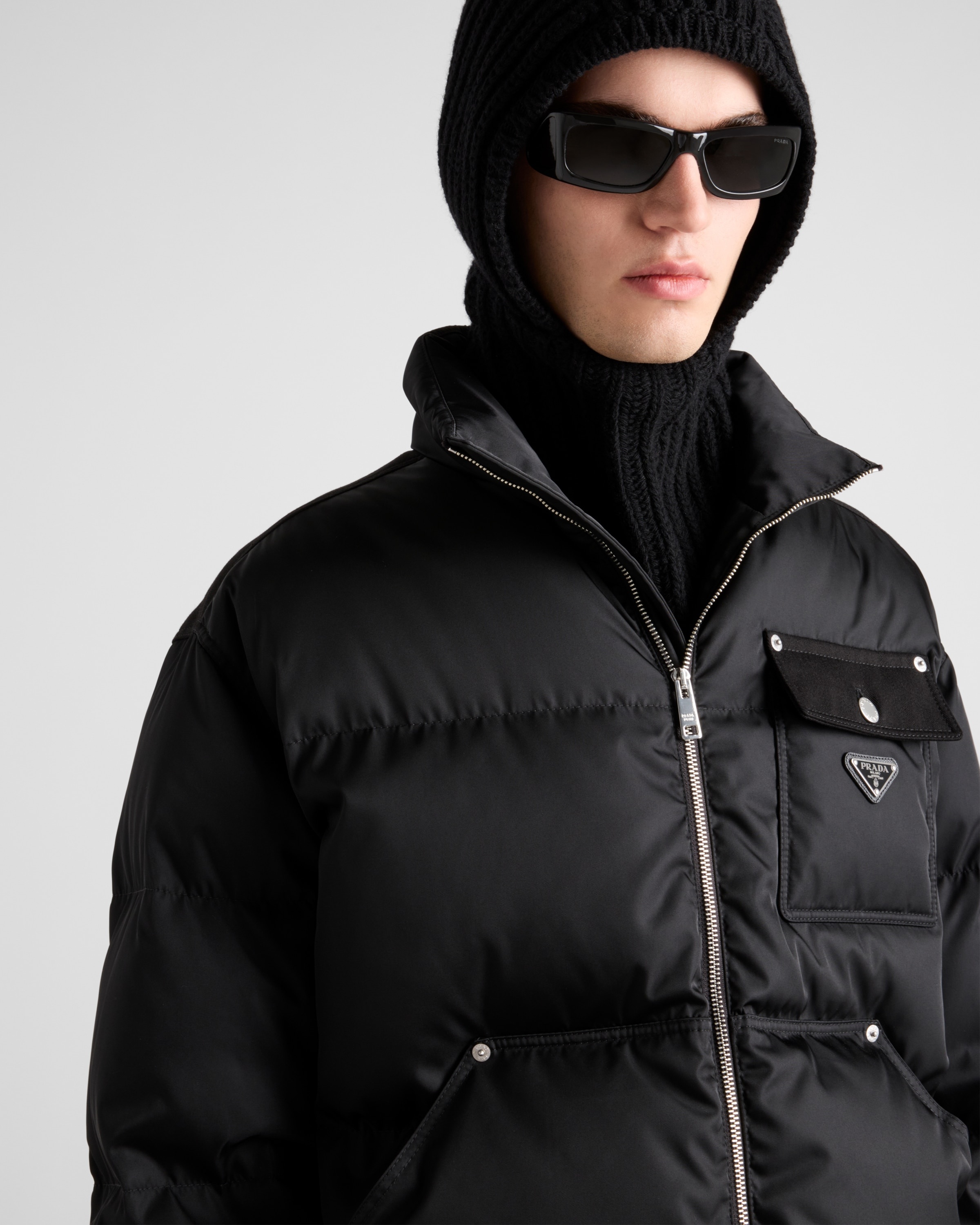 Cropped Re-Nylon down jacket - 3