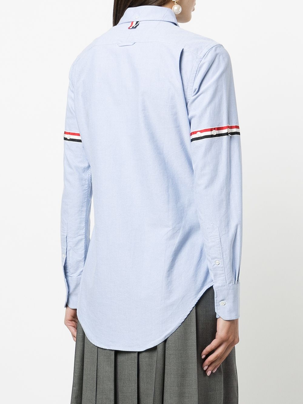 ribbon-trim long-sleeve shirt - 4