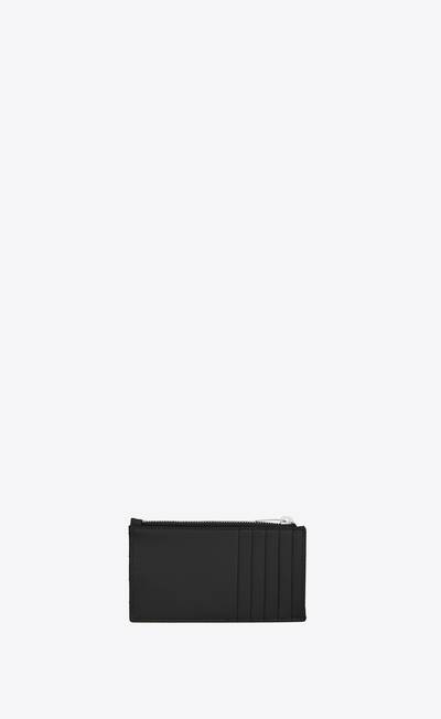 SAINT LAURENT monogram fragments zipped card case in grain de poudre embossed leather outlook