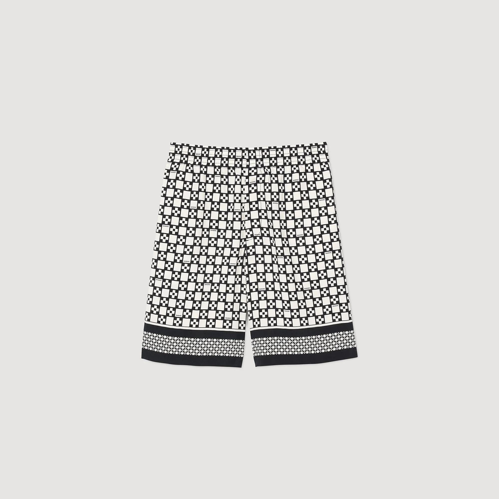 SQUARE CROSS FLOWY BERMUDA SHORTS - 1