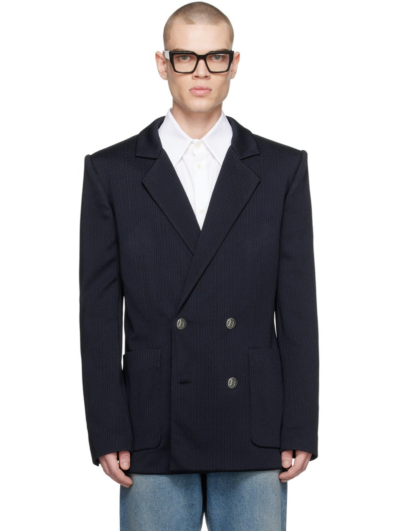 monogram-pattern 두 배 breasted blazer 1