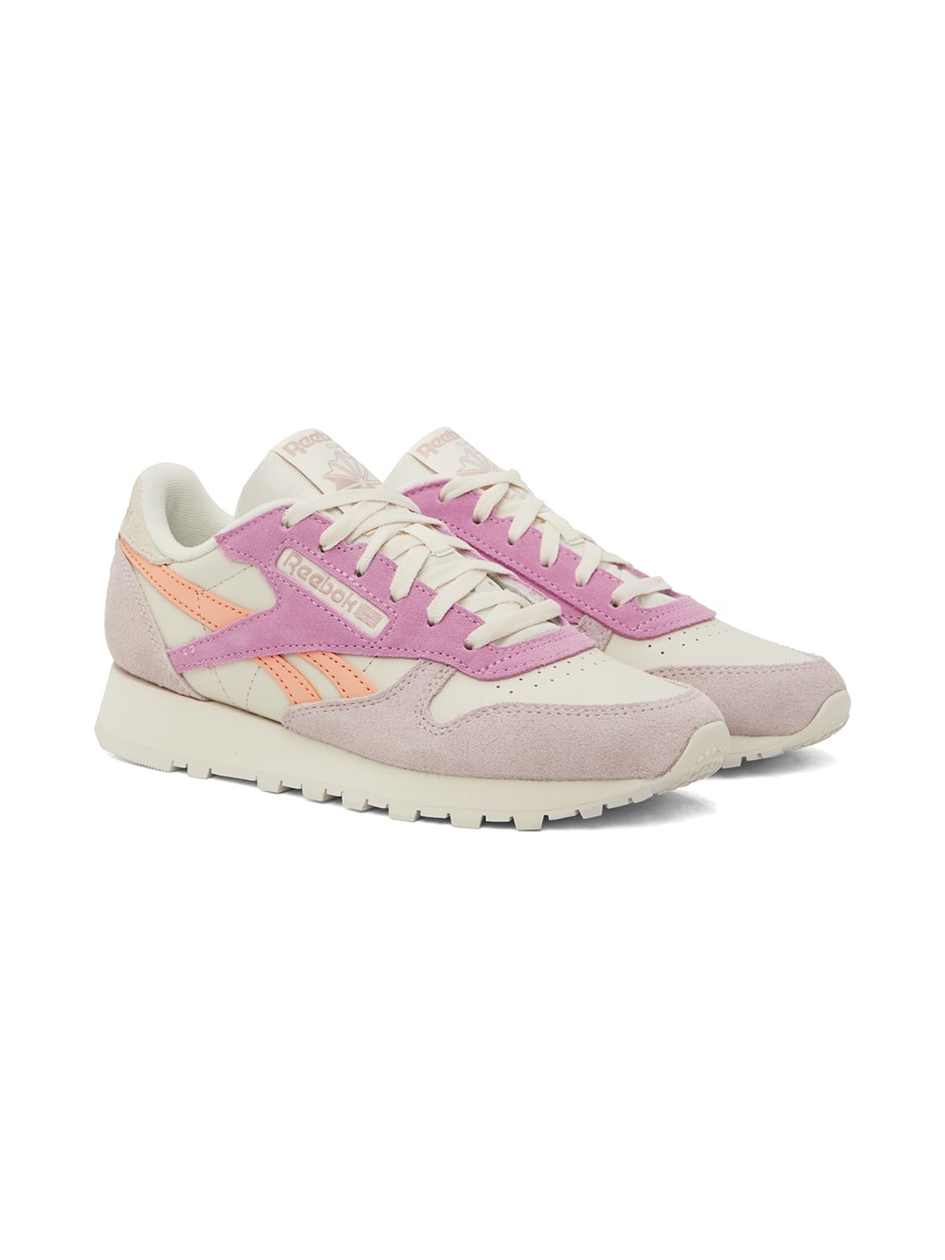 Off-White & Pink Classic Leather Sneakers - 4