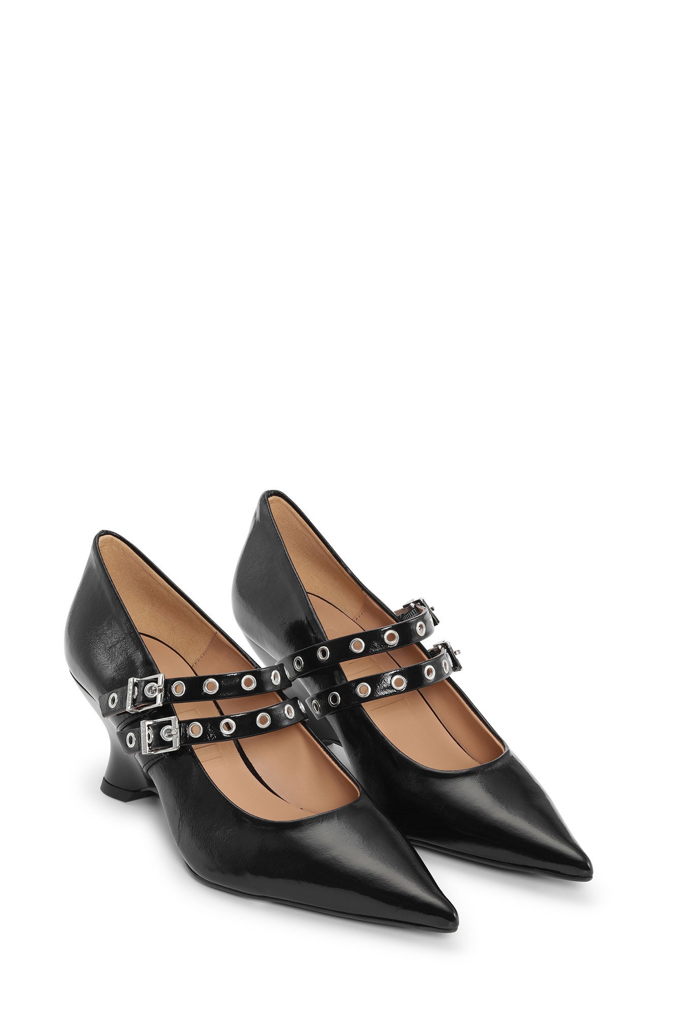 BLACK EYELETS LOW WEDGE PUMPS - 2