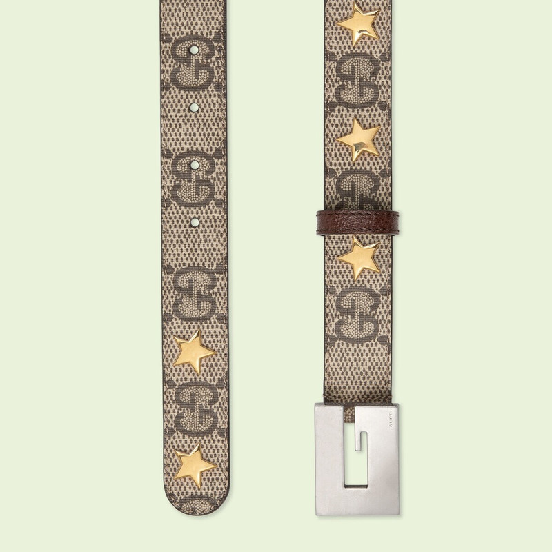 GUCCI Stars thin belt with Square G outlook